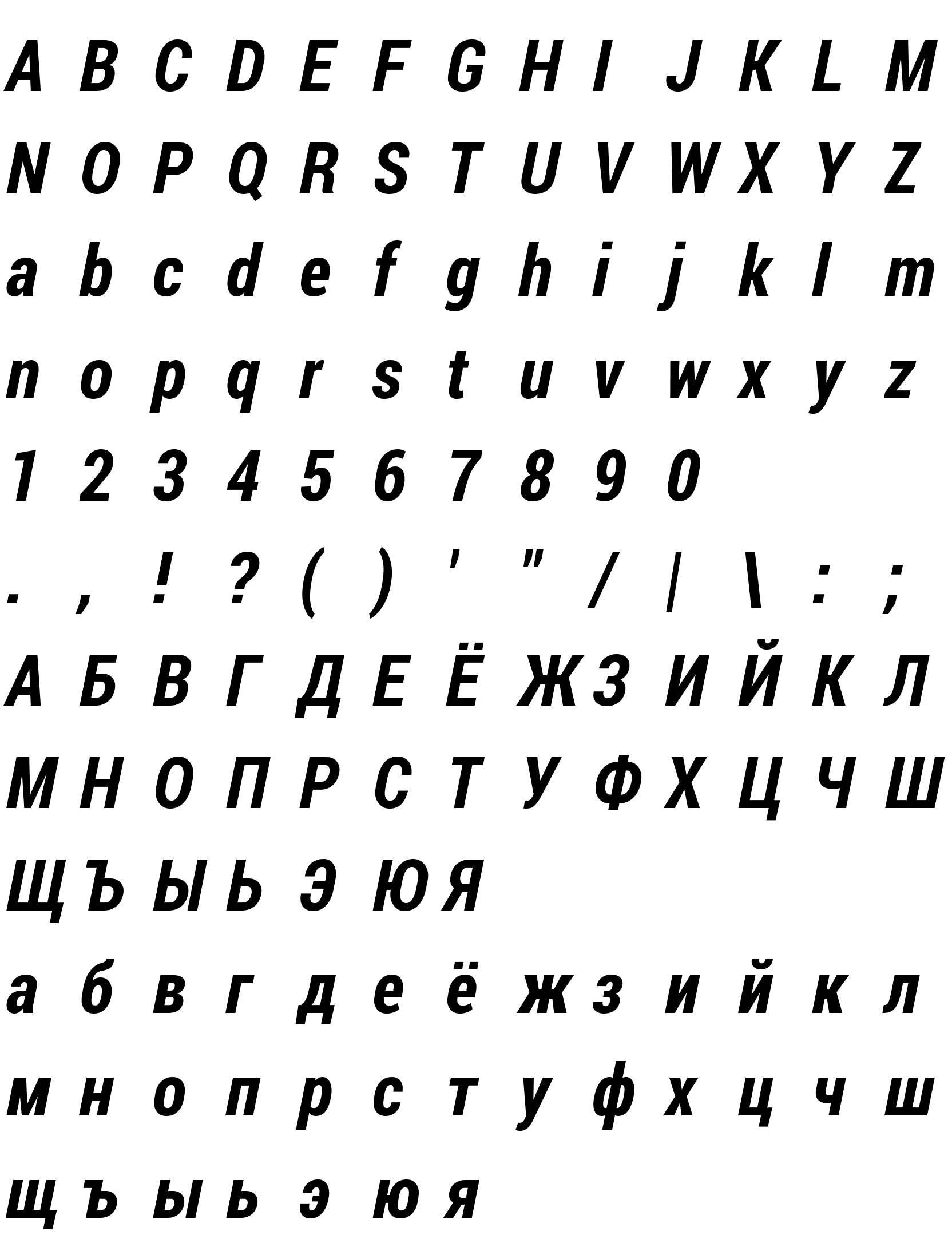 Шрифт Roboto Condensed Bold Italic