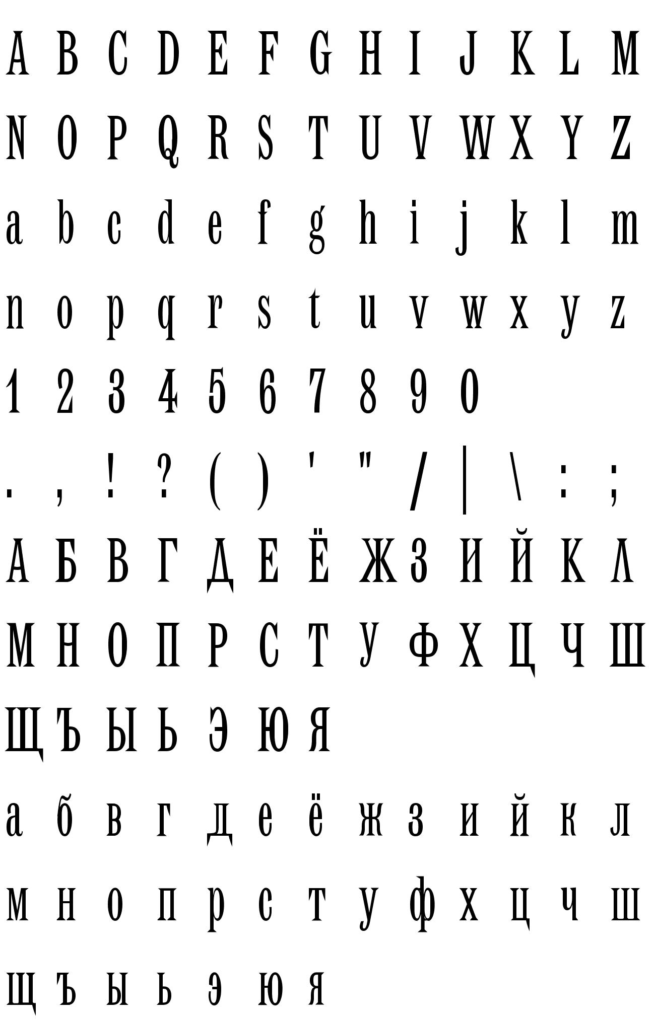 Шрифт Latin MT Std Condensed