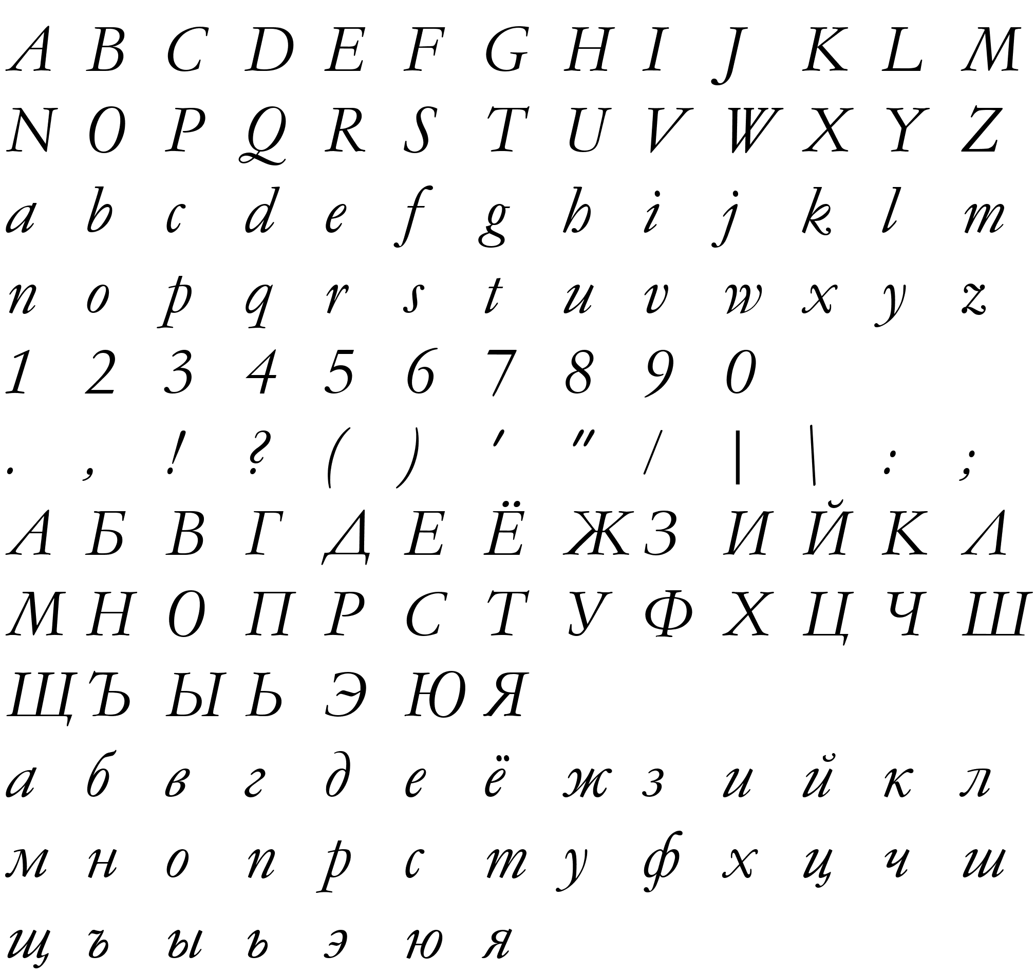 Шрифт Bulgarian Roman Italic Italic