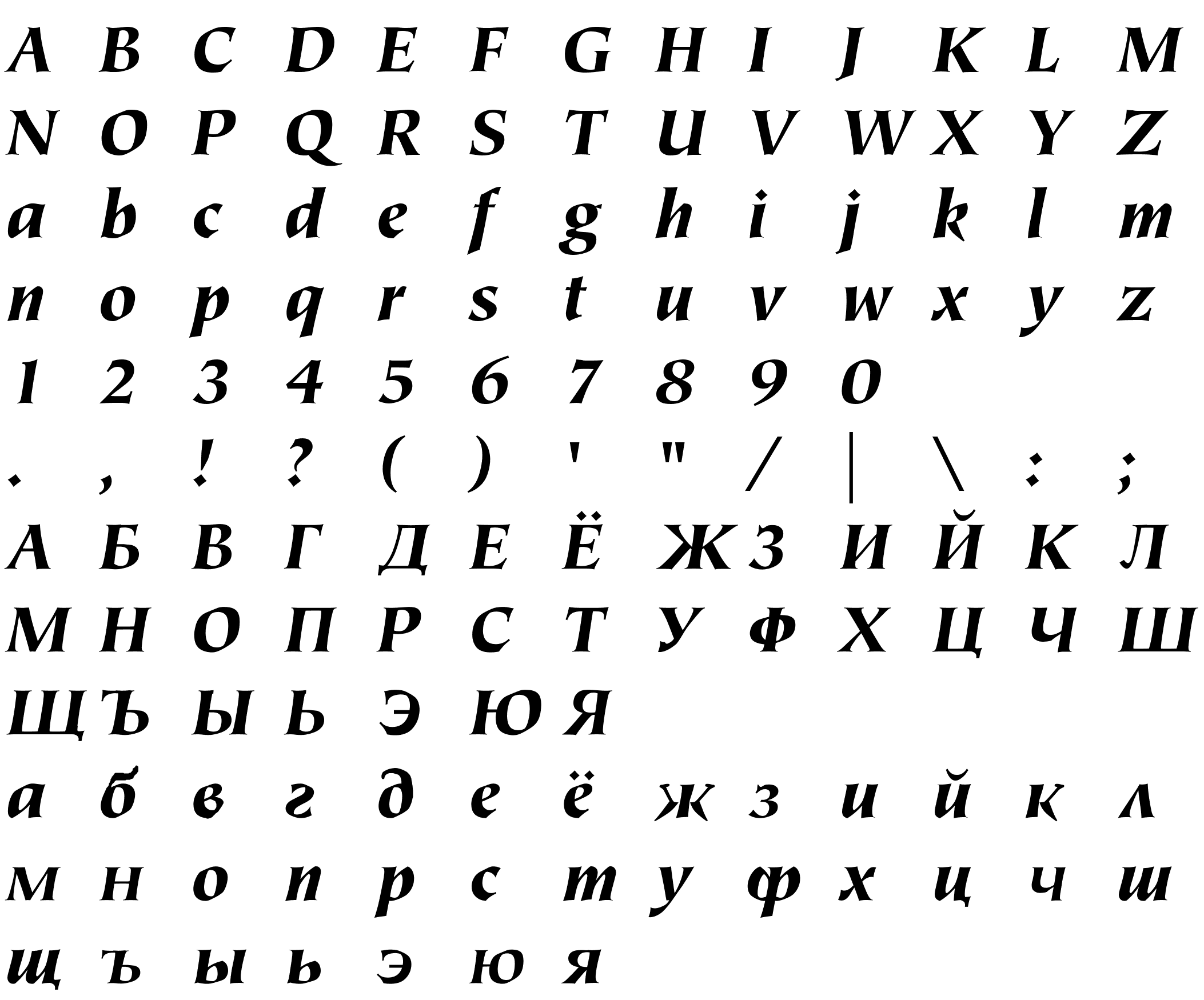 Шрифт ITC Tiepolo Std Black_Cyrillic Black Italic