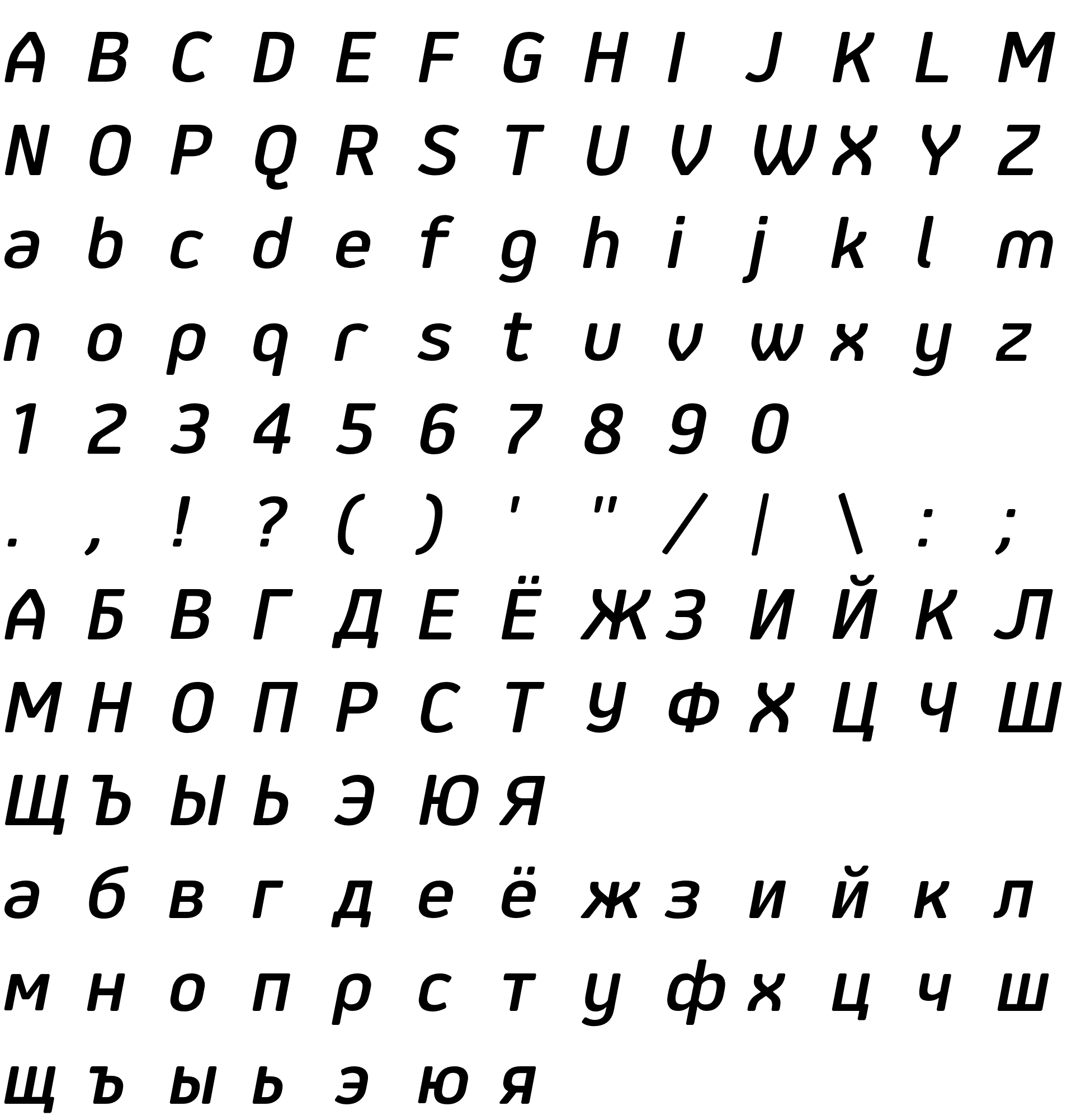 Шрифт JihoSoftMediumItalic