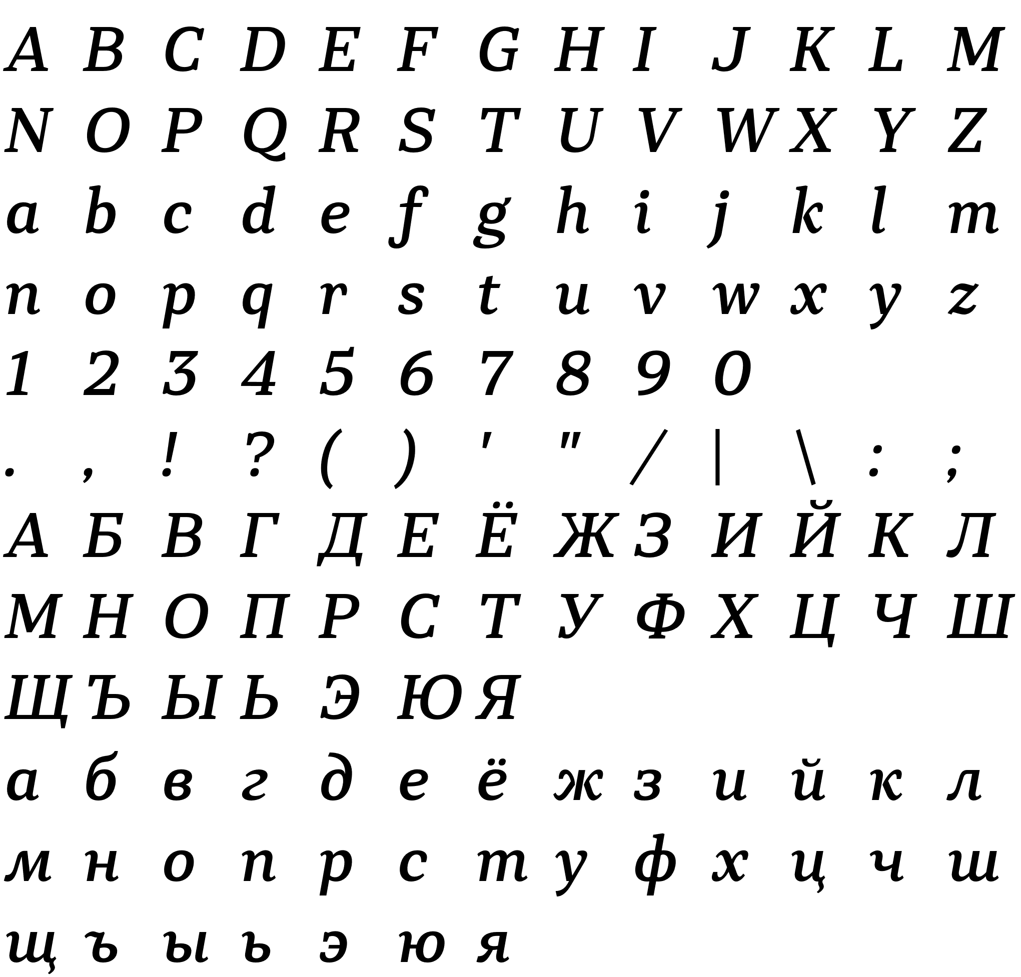 Шрифт RollestonText-MediumItalic