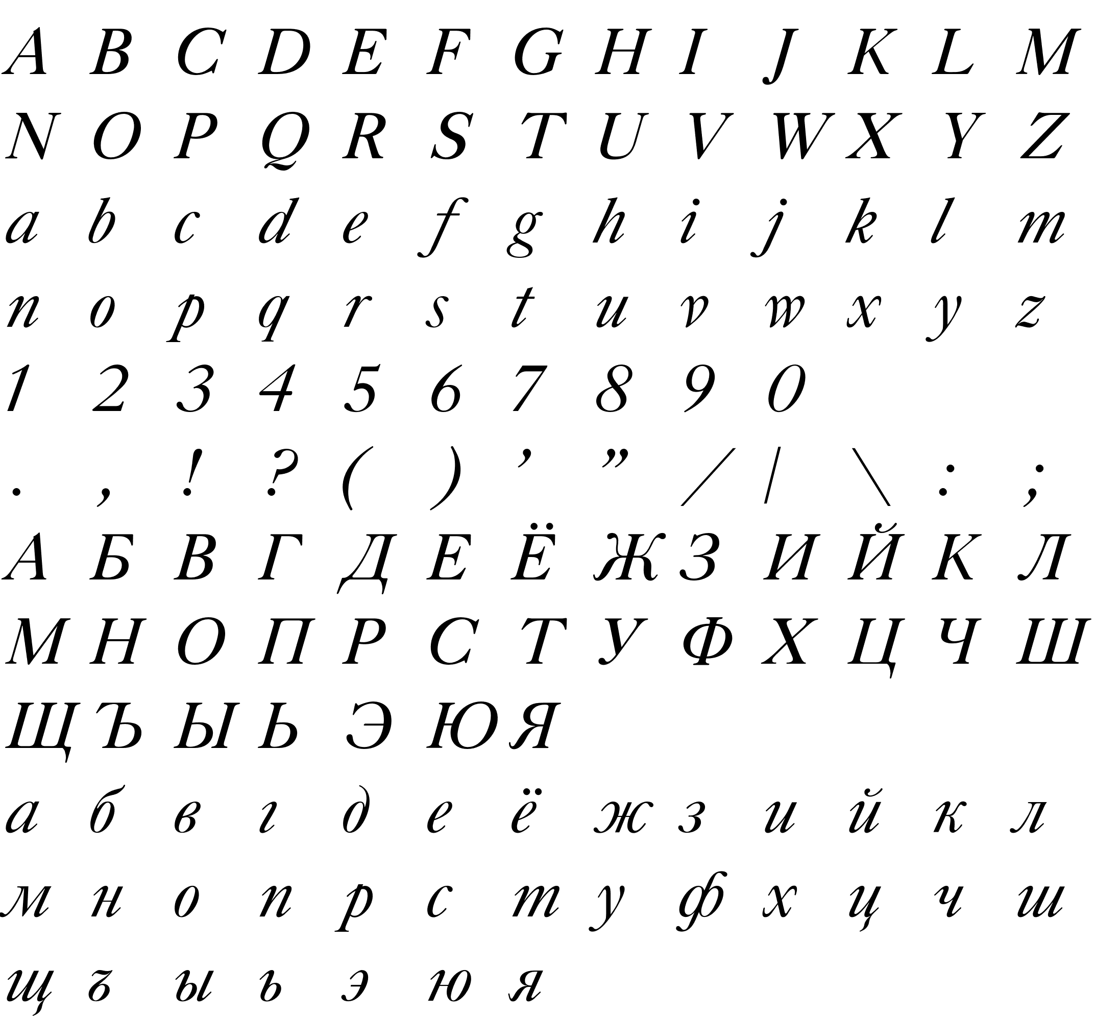 Шрифт GazetaTitulC-Italic