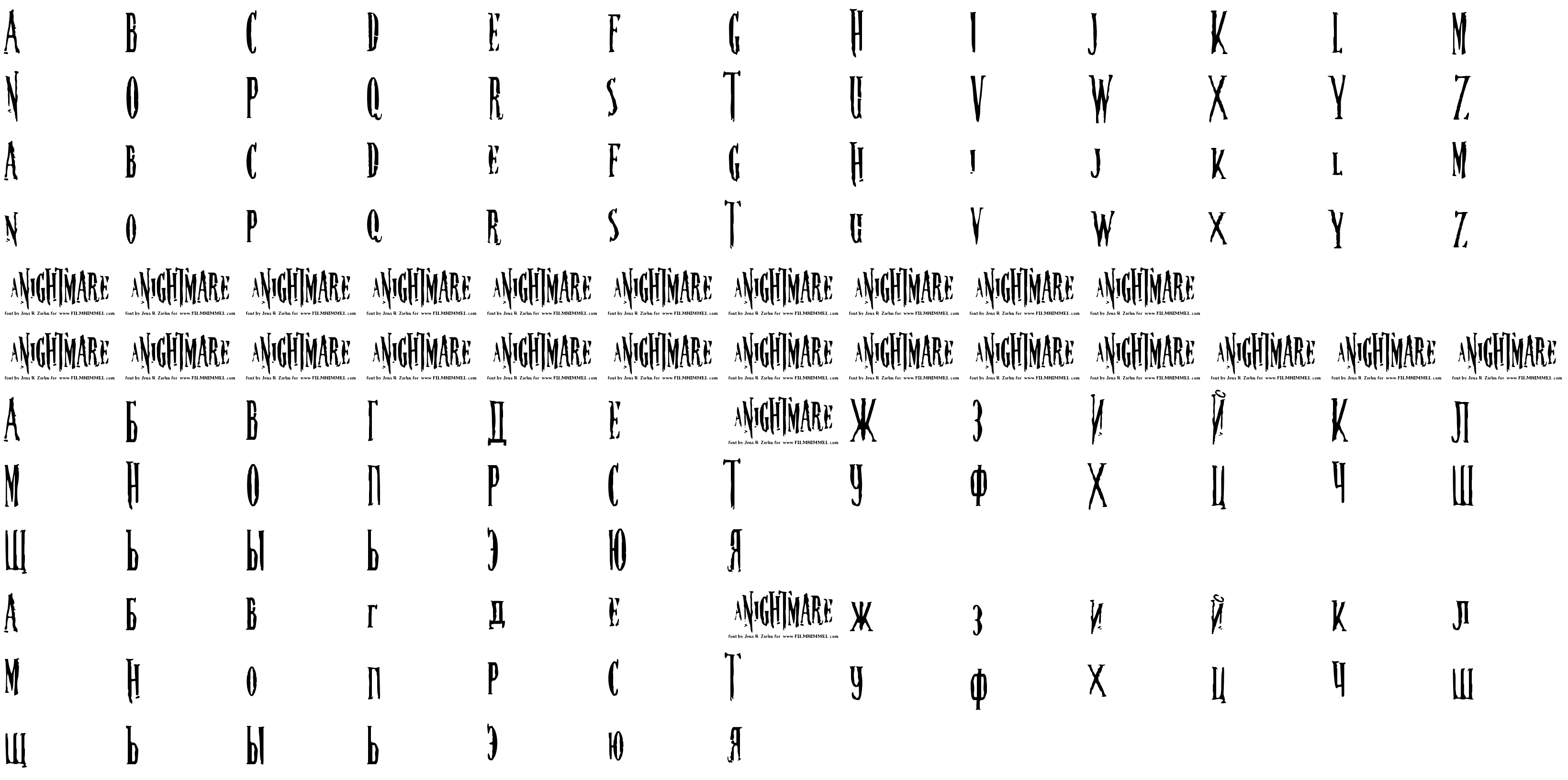 Шрифт Nightmare 5(RUS BY LYAJKA)
