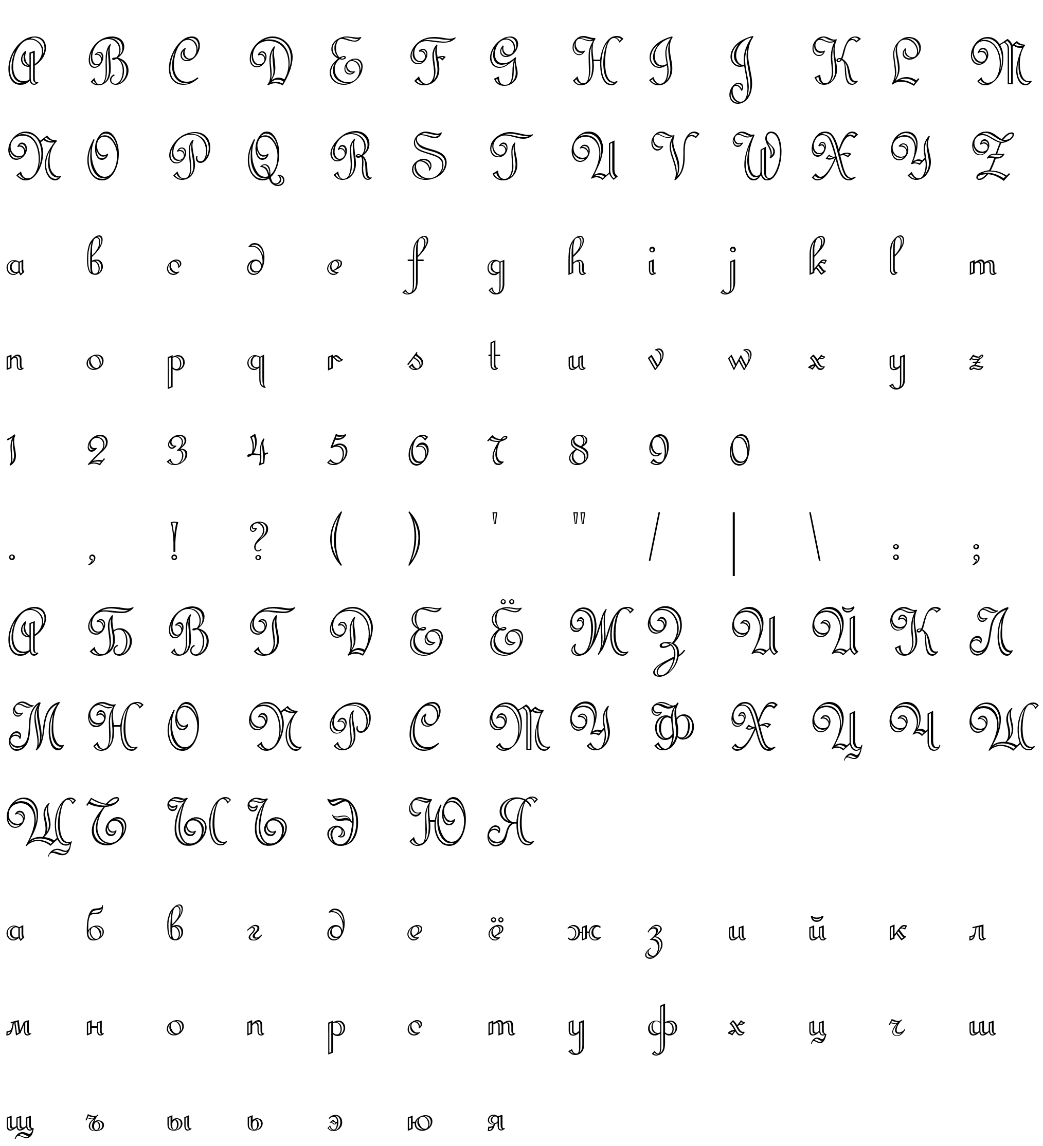 Шрифт Miranda script