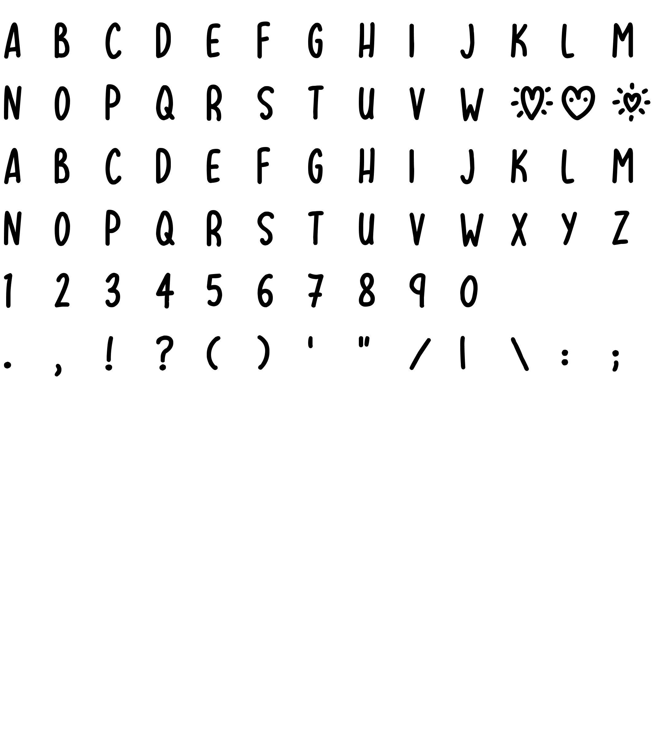 Шрифт Lovehearts XYZ