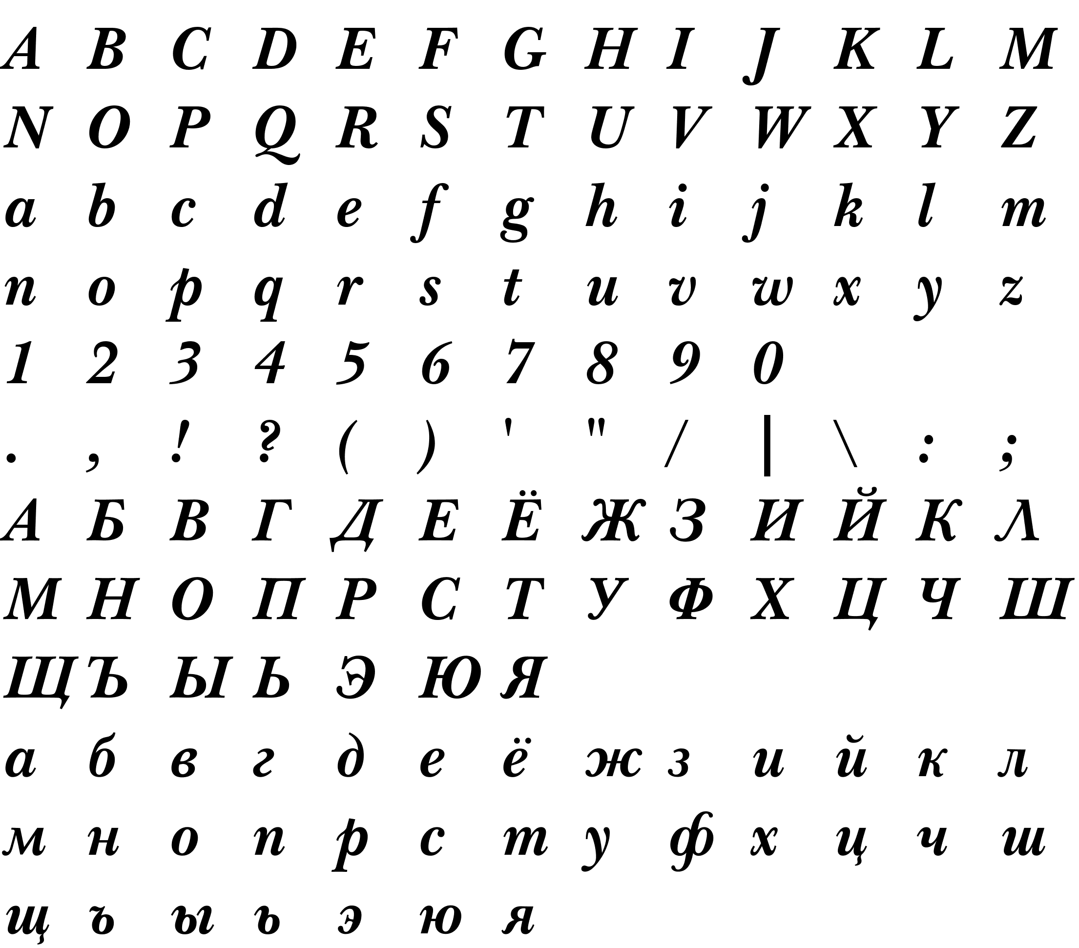 Шрифт Baskerville BT [Rus by me] Bold Italic