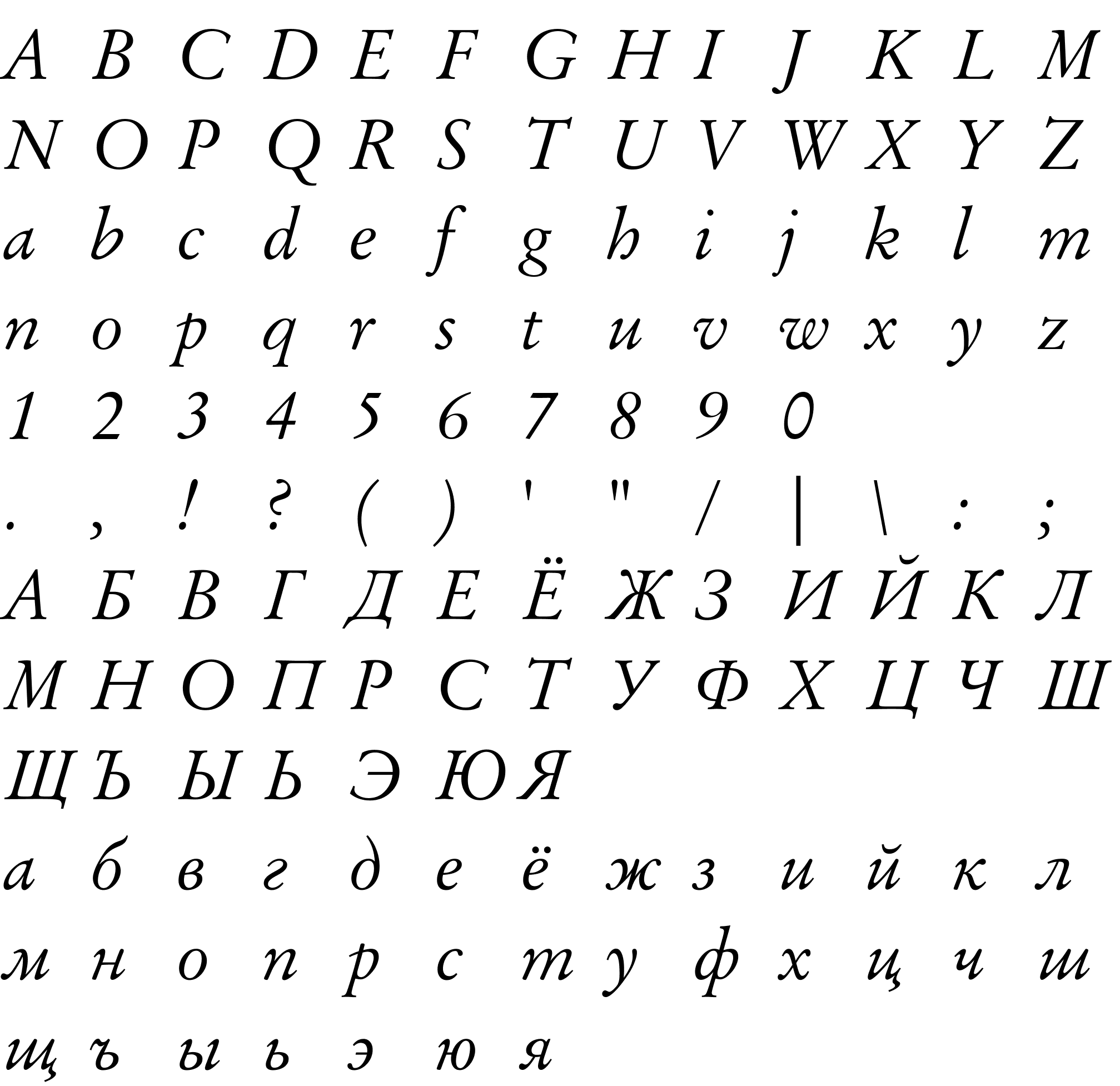 Шрифт OrigGarmnd BT [Rus by me] Italic