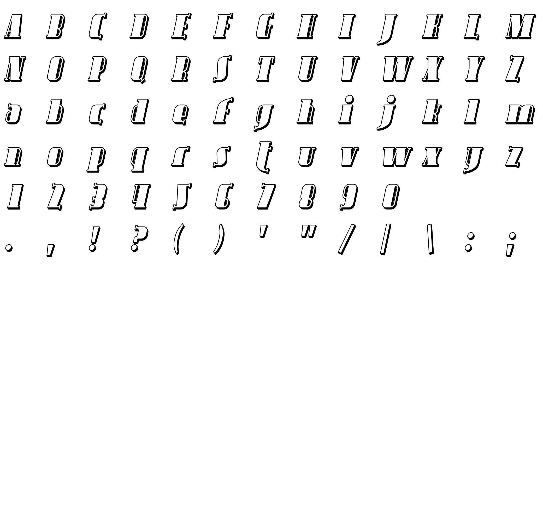 Шрифт Avondale Shaded Italic