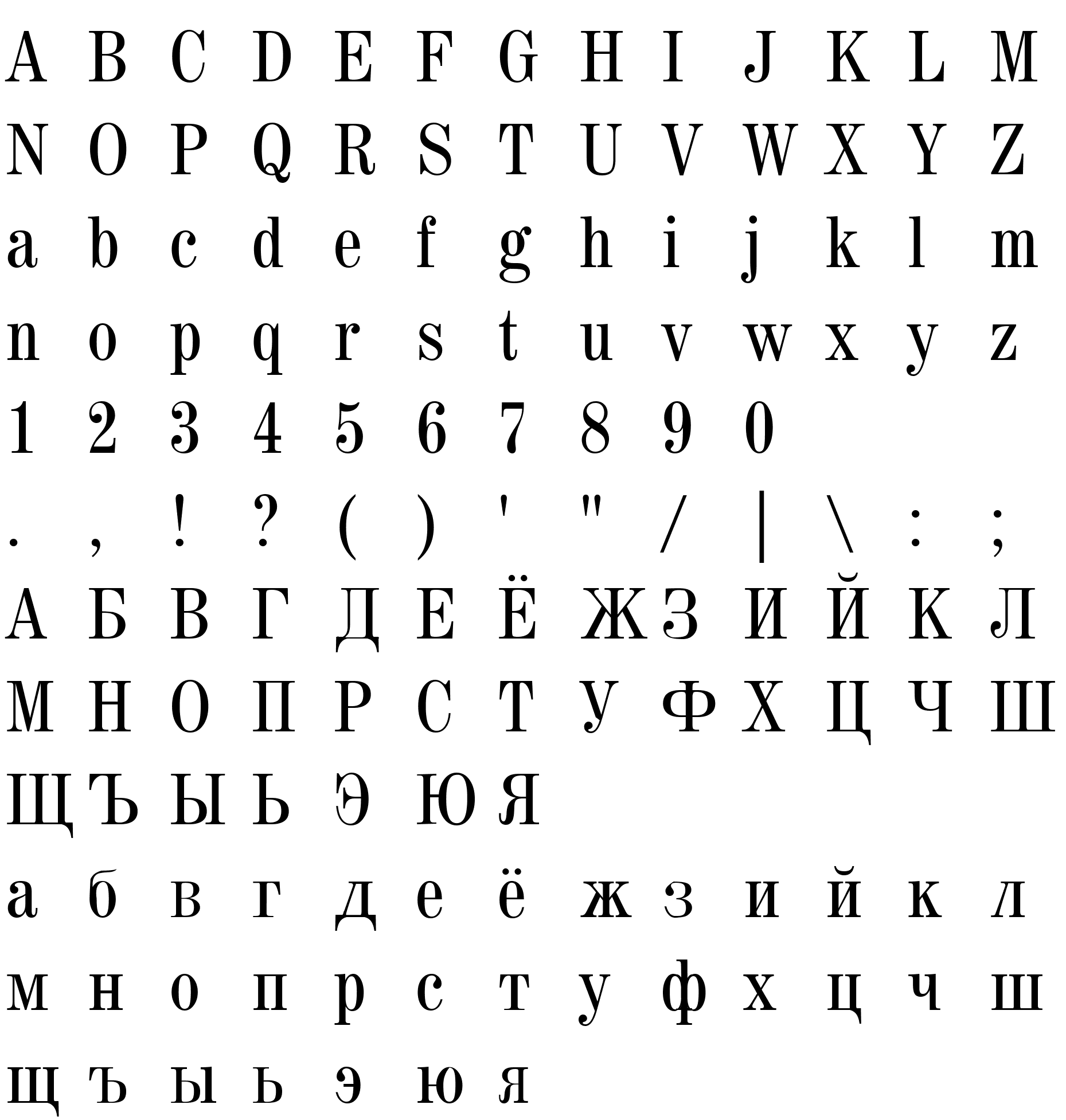 Шрифт Century 725 Condensed BT