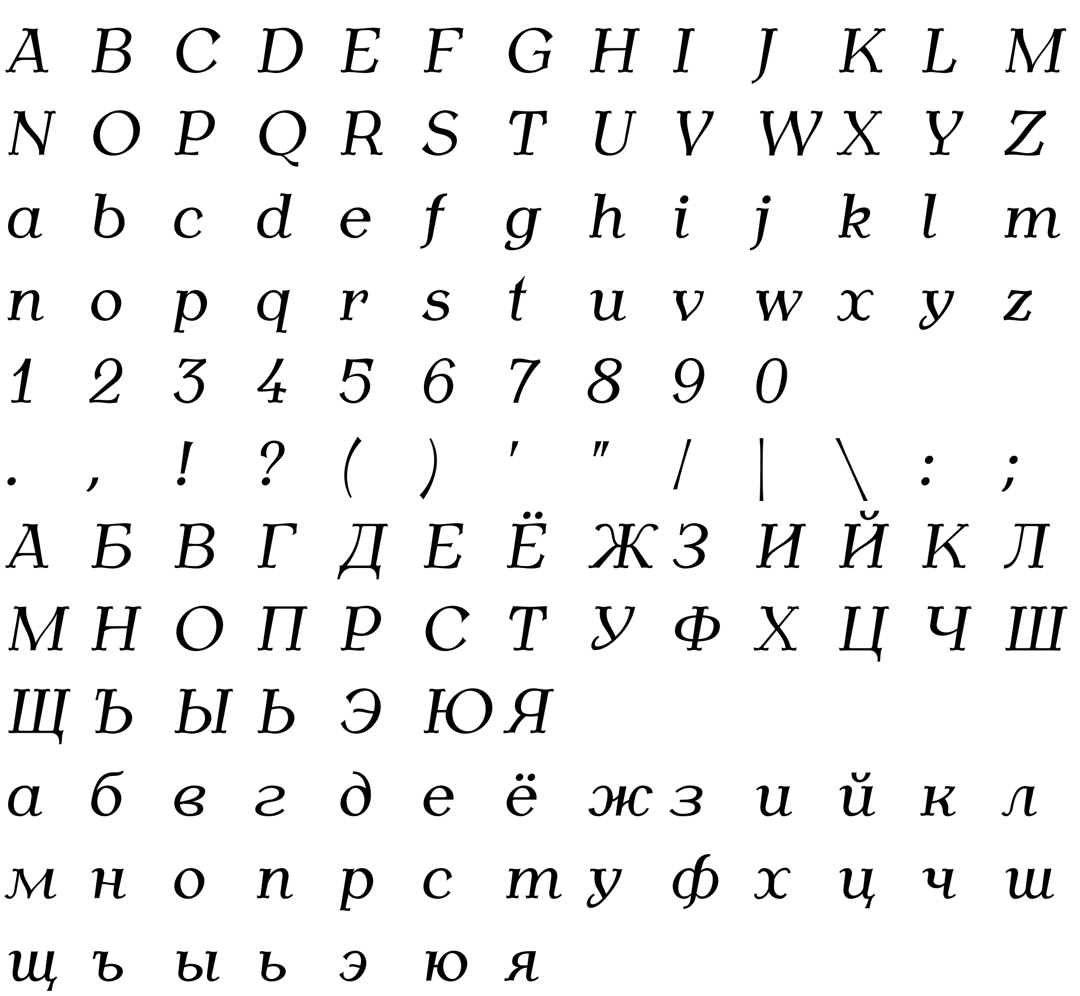 Шрифт AntykwaTorunska-Italic