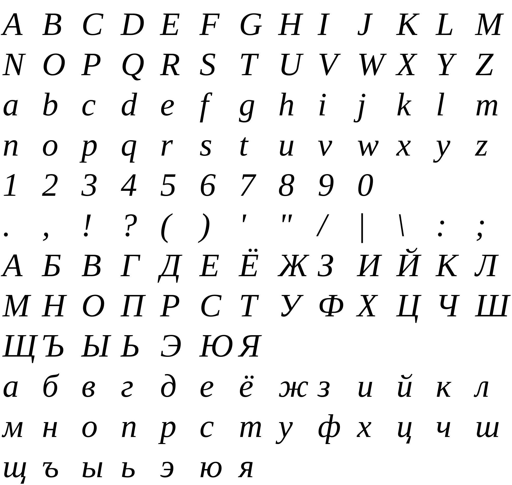 Шрифт Liberation Serif Italic