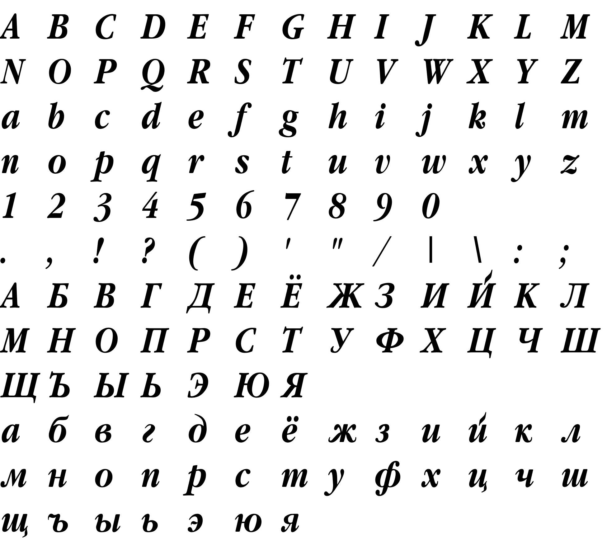 Шрифт Classic Russian Bold Italic