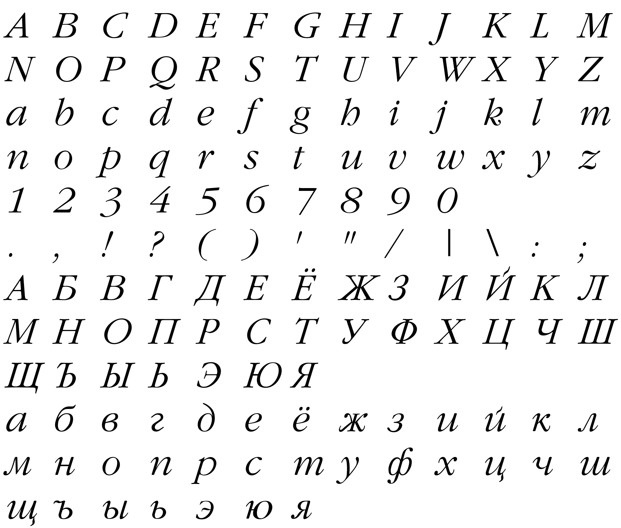 Шрифт Classic Russian Italic