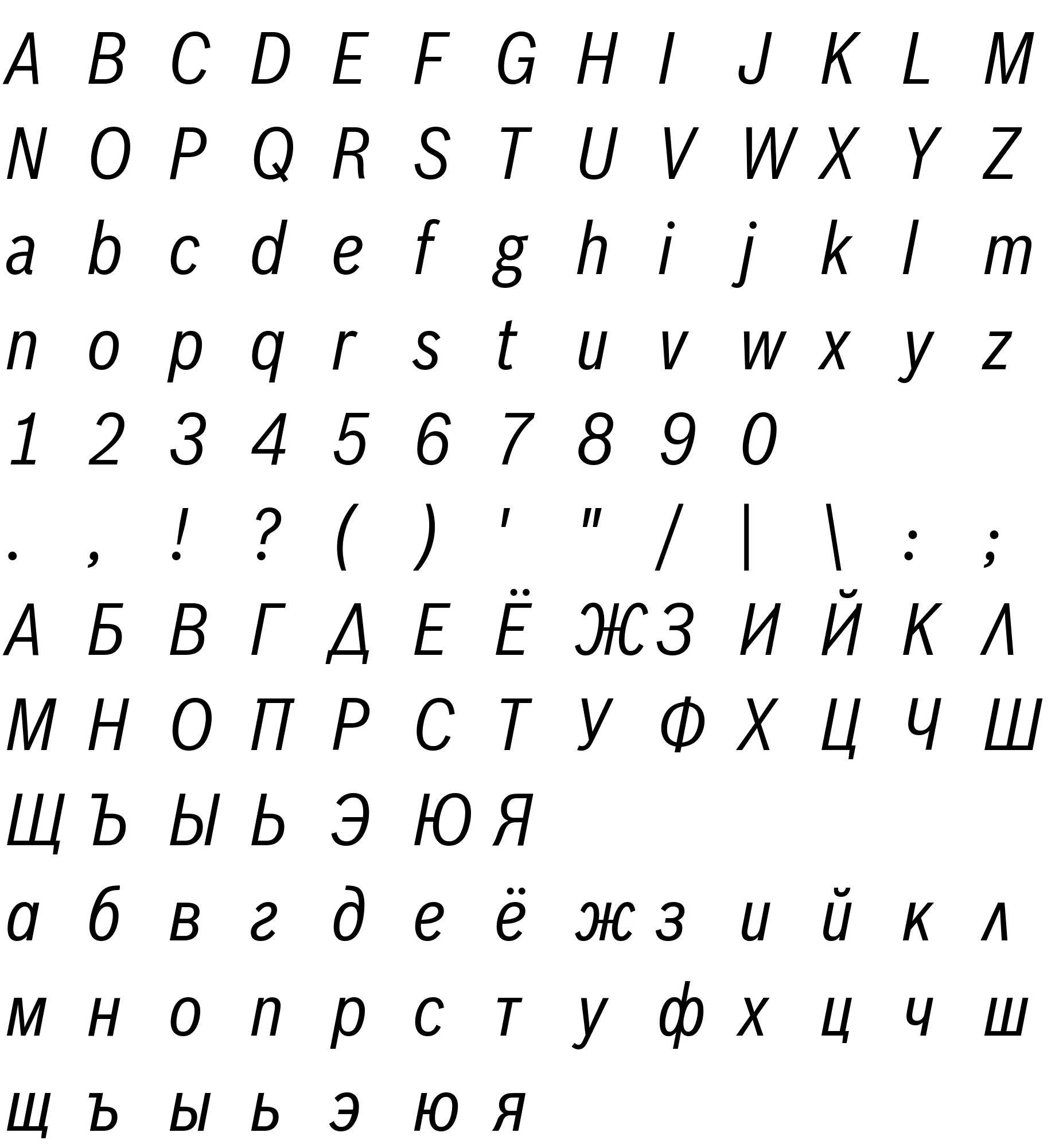 Шрифт BoschSansCond-RegularItalic