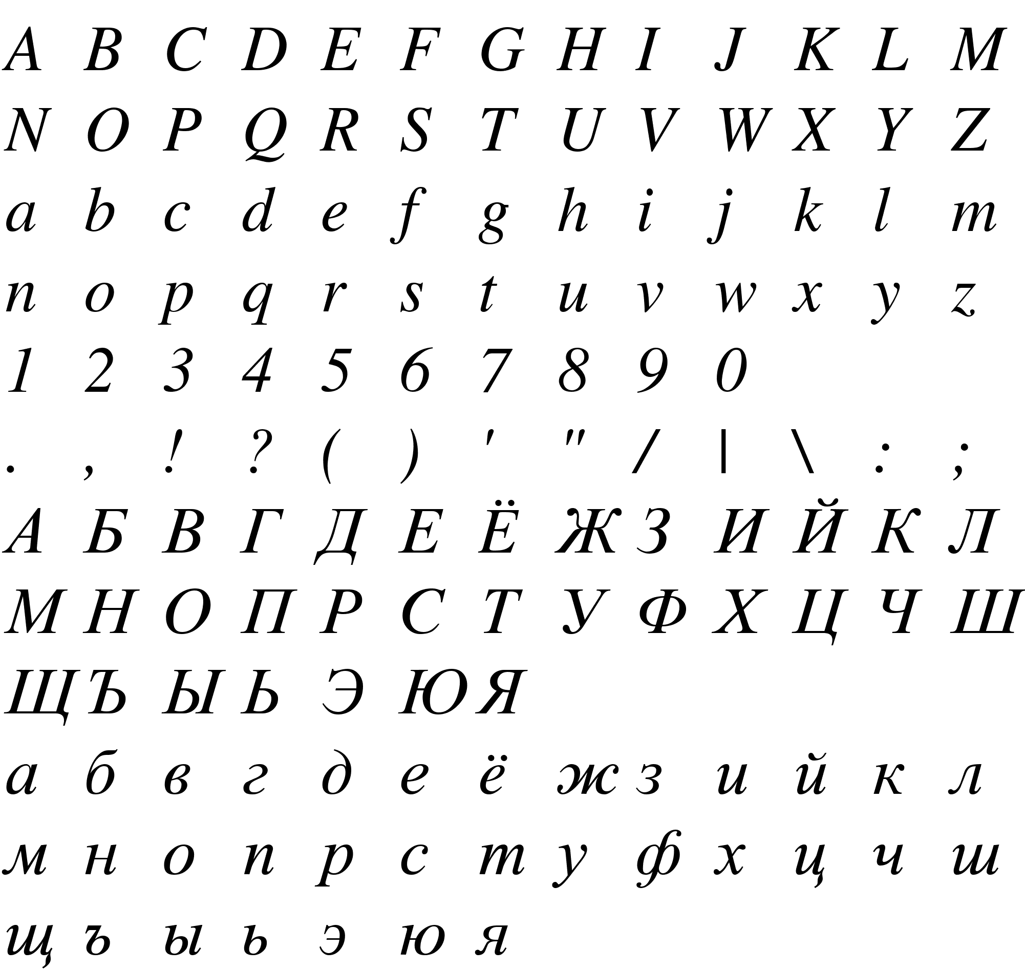 Шрифт Greco SSi Italic