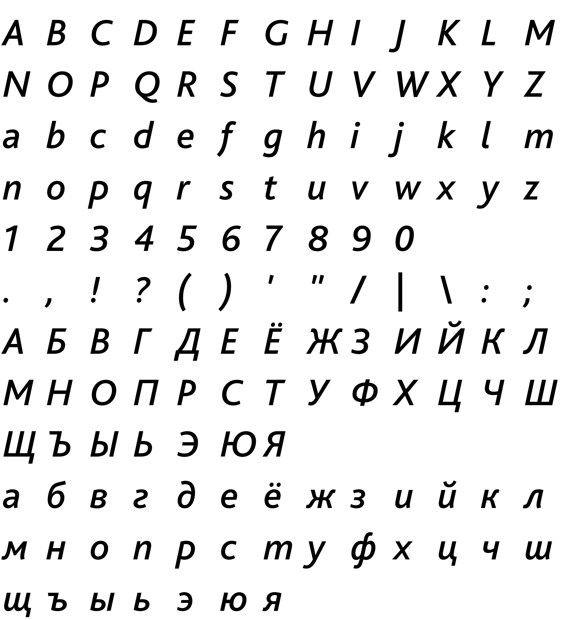 Шрифт BlissPro-MediumItalic