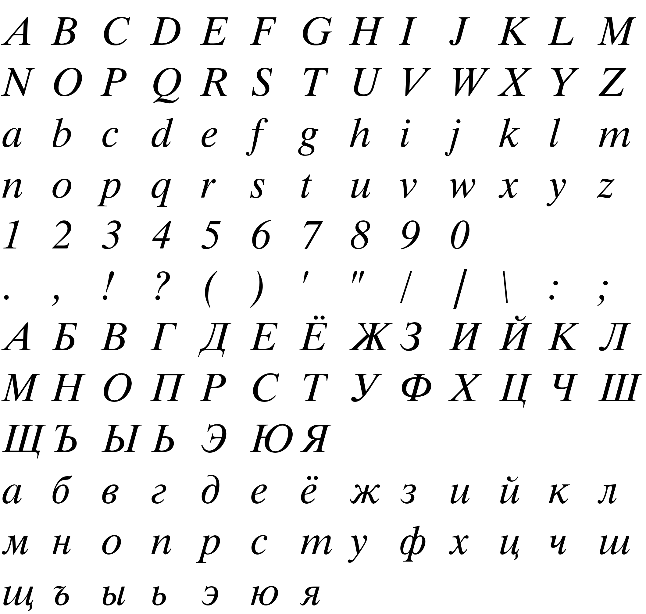 Шрифт ThamesC-Italic