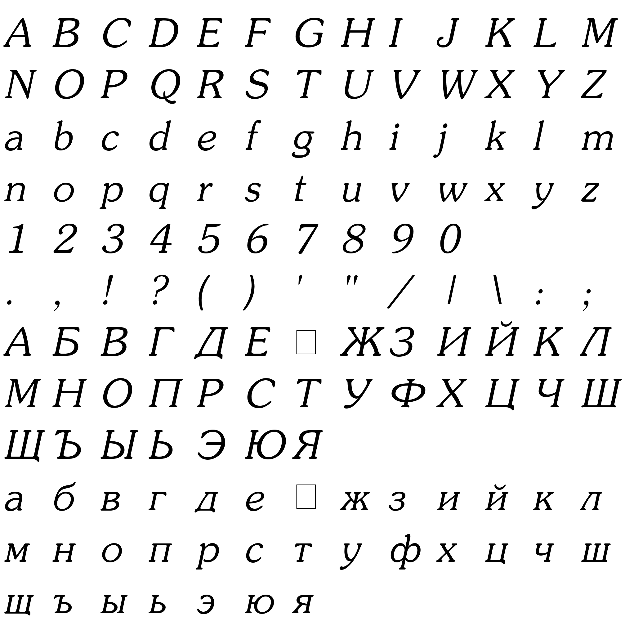 Шрифт AGSouvenirCyr Italic