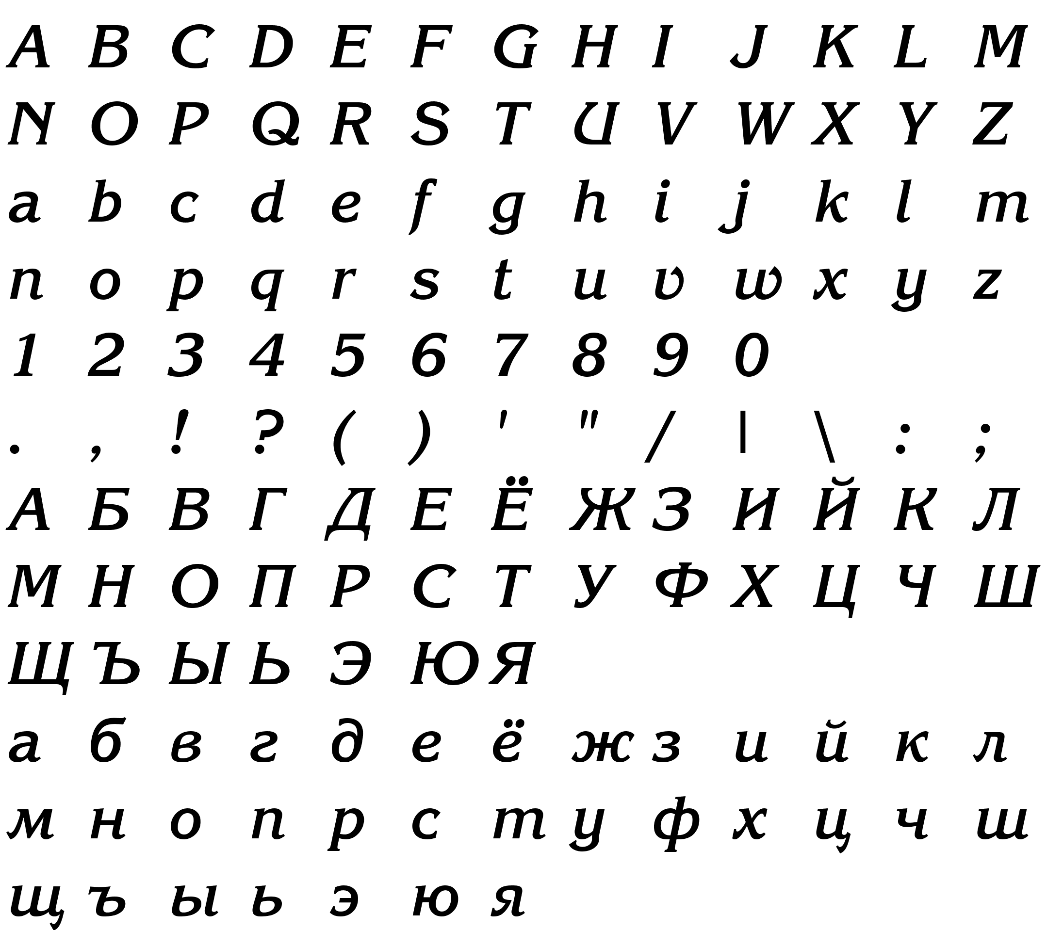 Шрифт KorinnaCTT BoldItalic