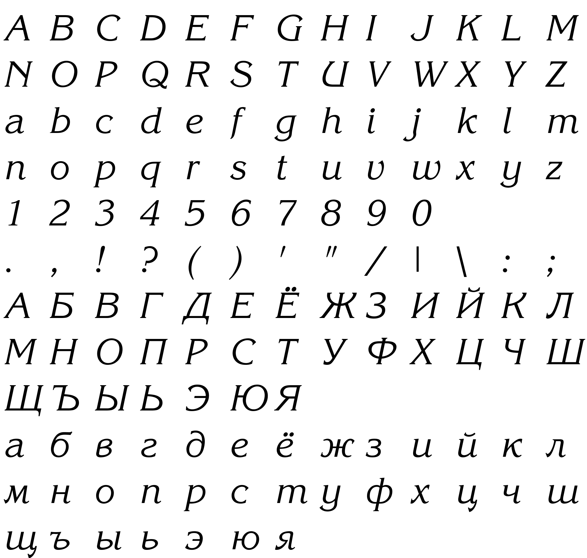 Шрифт KorinnaCTT Italic