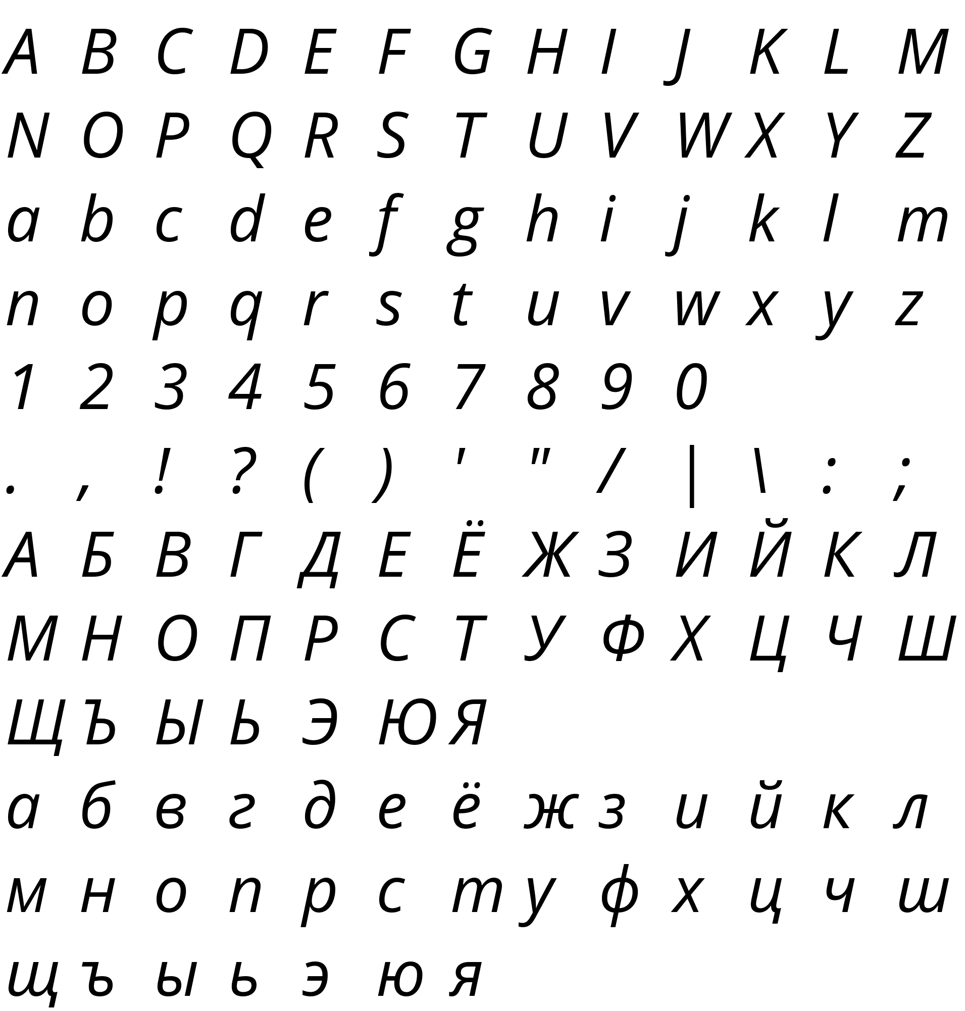 Шрифт Open Sans Italic