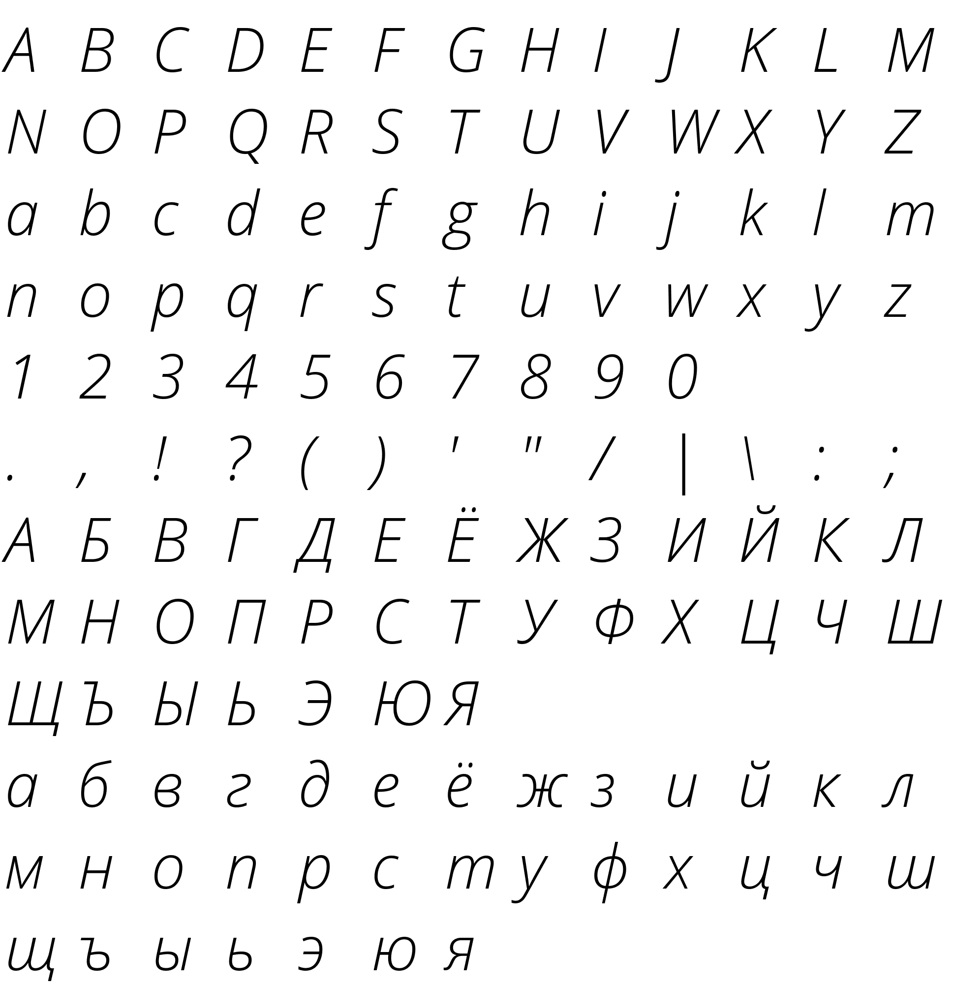 Шрифт Open Sans Light Italic