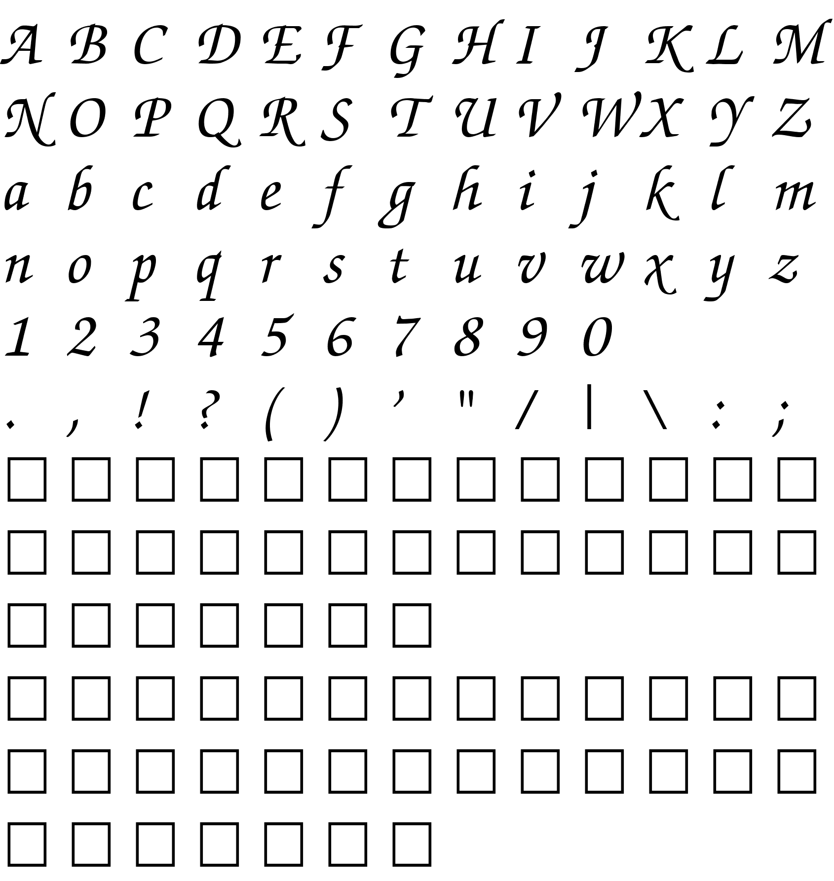 Шрифт ZurichCalligraphic Italic