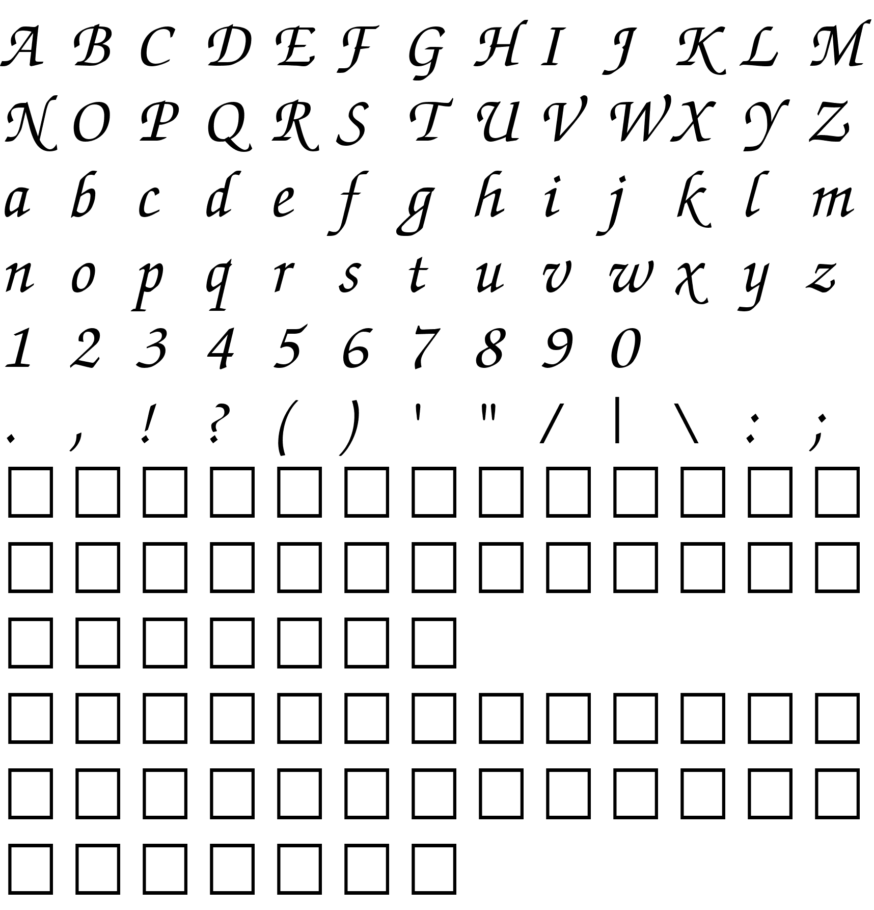 Шрифт QTChanceryType Italic