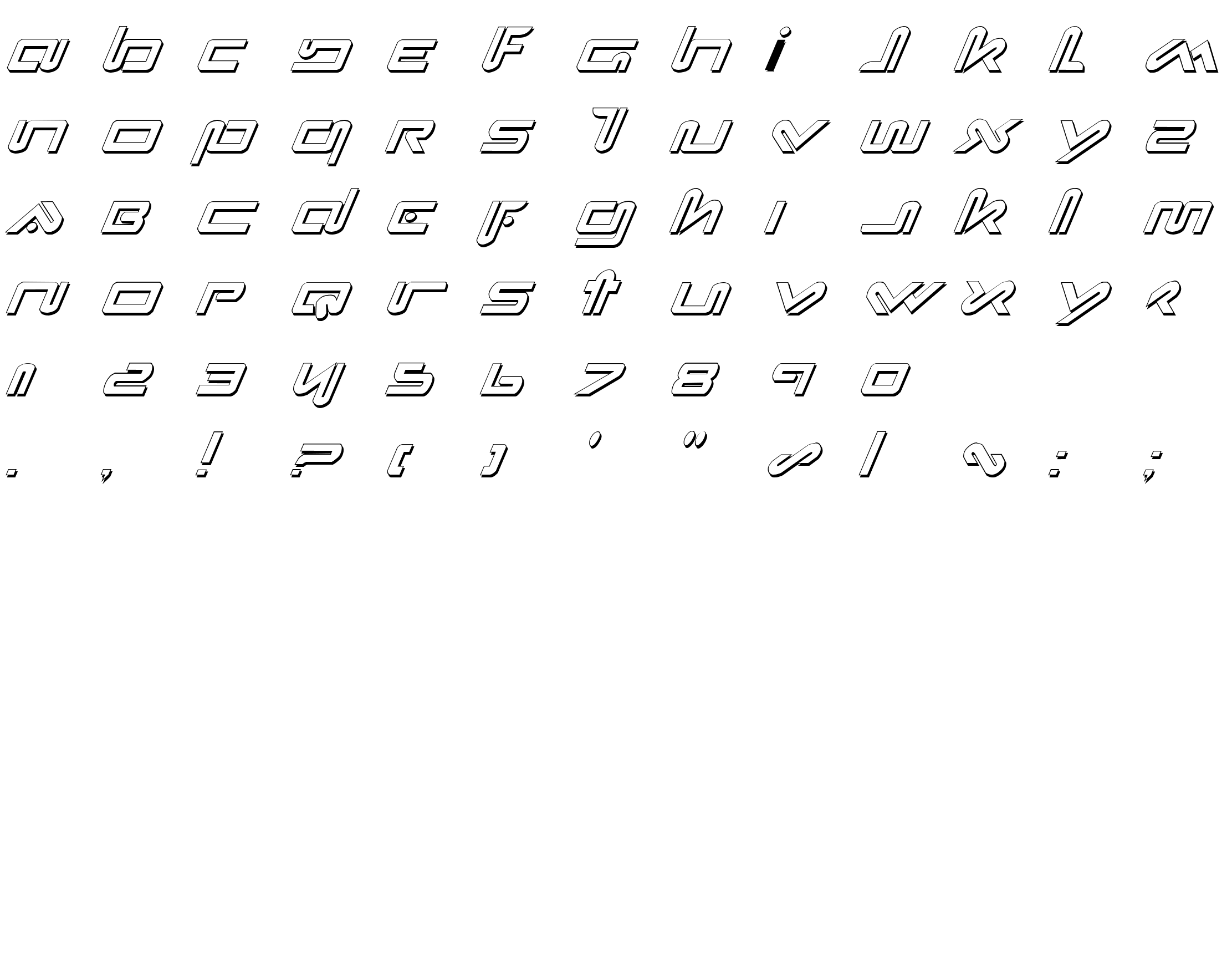 Шрифт Xephyr Shadow Italic