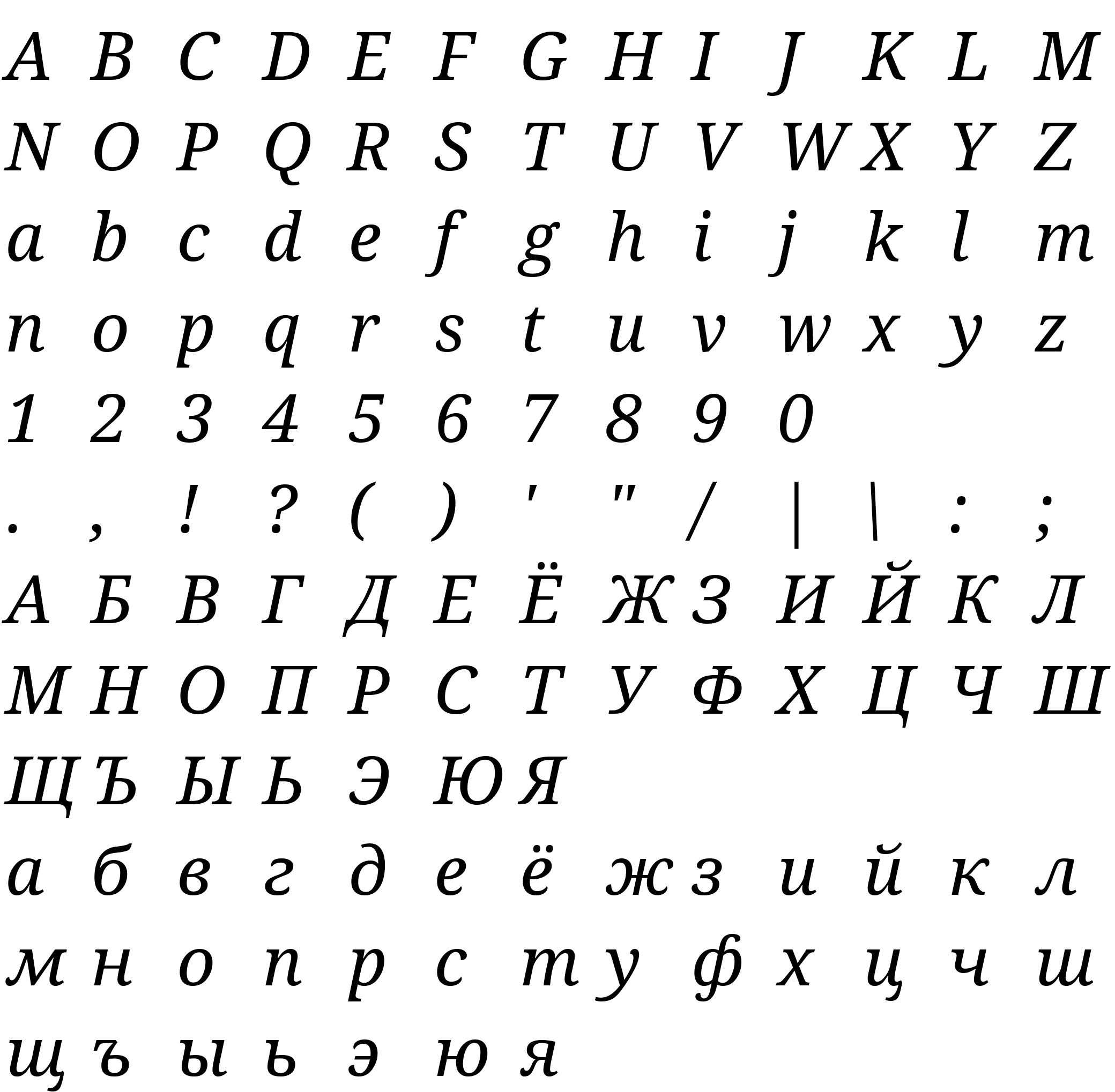 Шрифт Droid Serif Italic