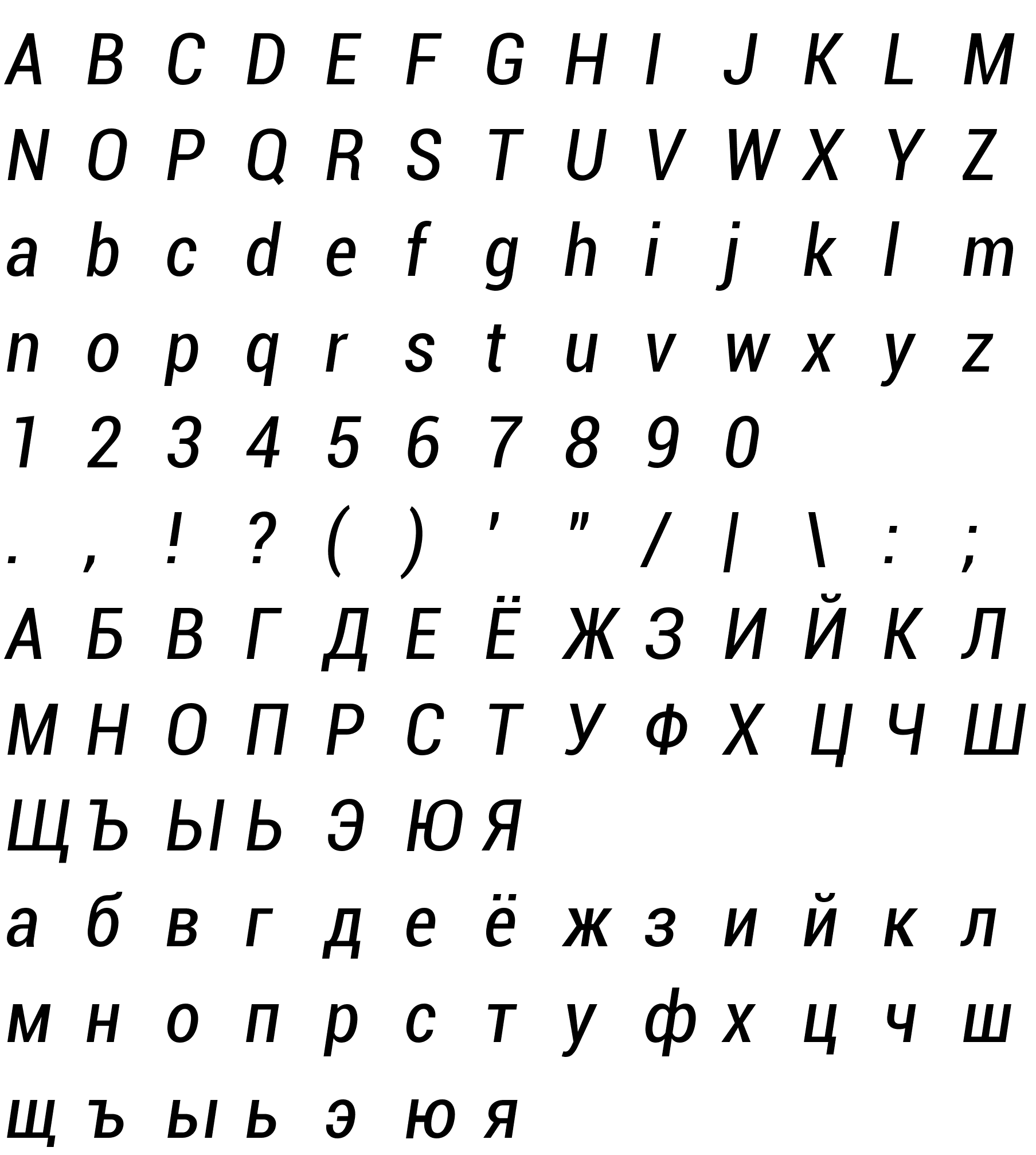 Шрифт Roboto Condensed Italic