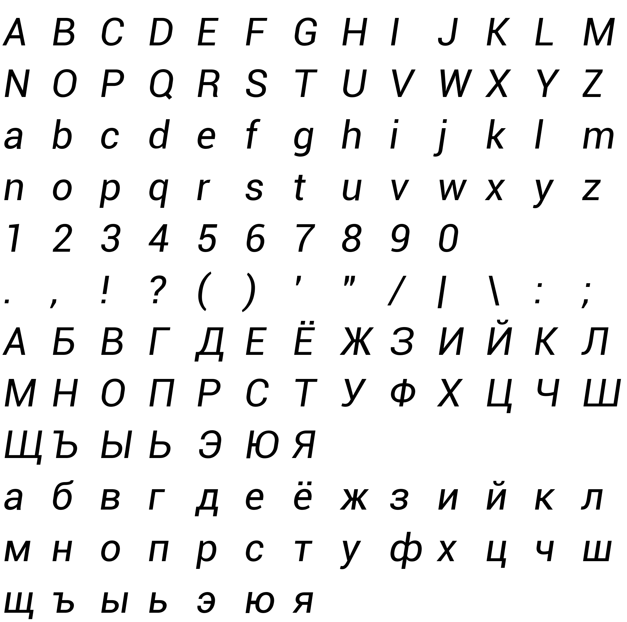 Шрифт Roboto Italic