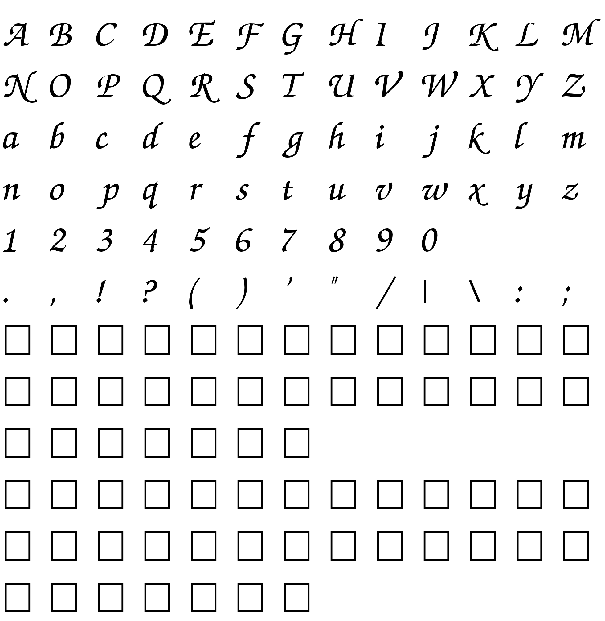 Шрифт ZapfChancery Cyrillic Italic