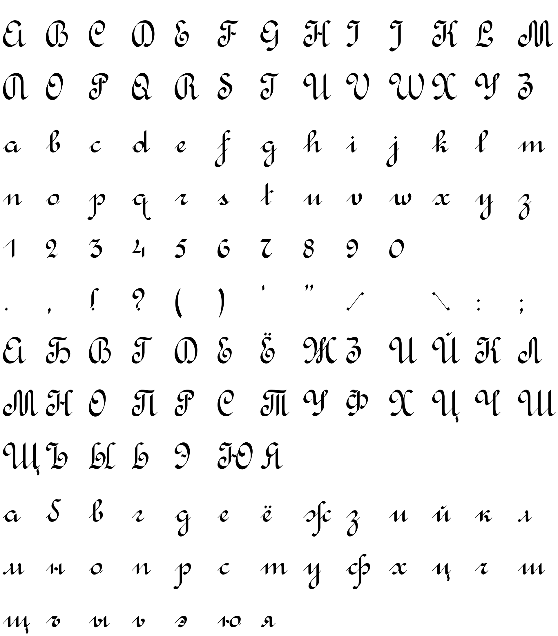 Шрифт Rondo Calligraphic