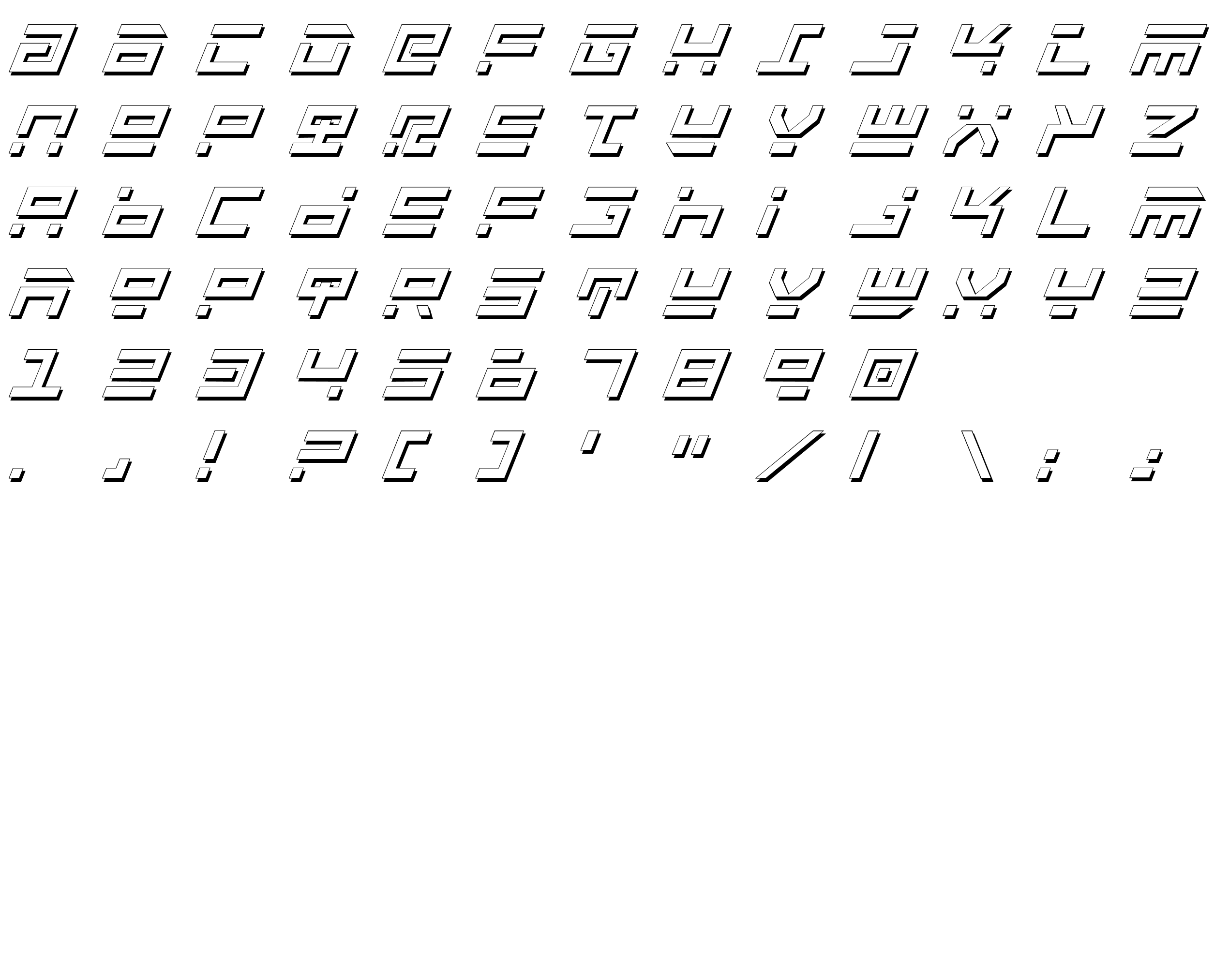 Шрифт Rocket Type Shadow Italic