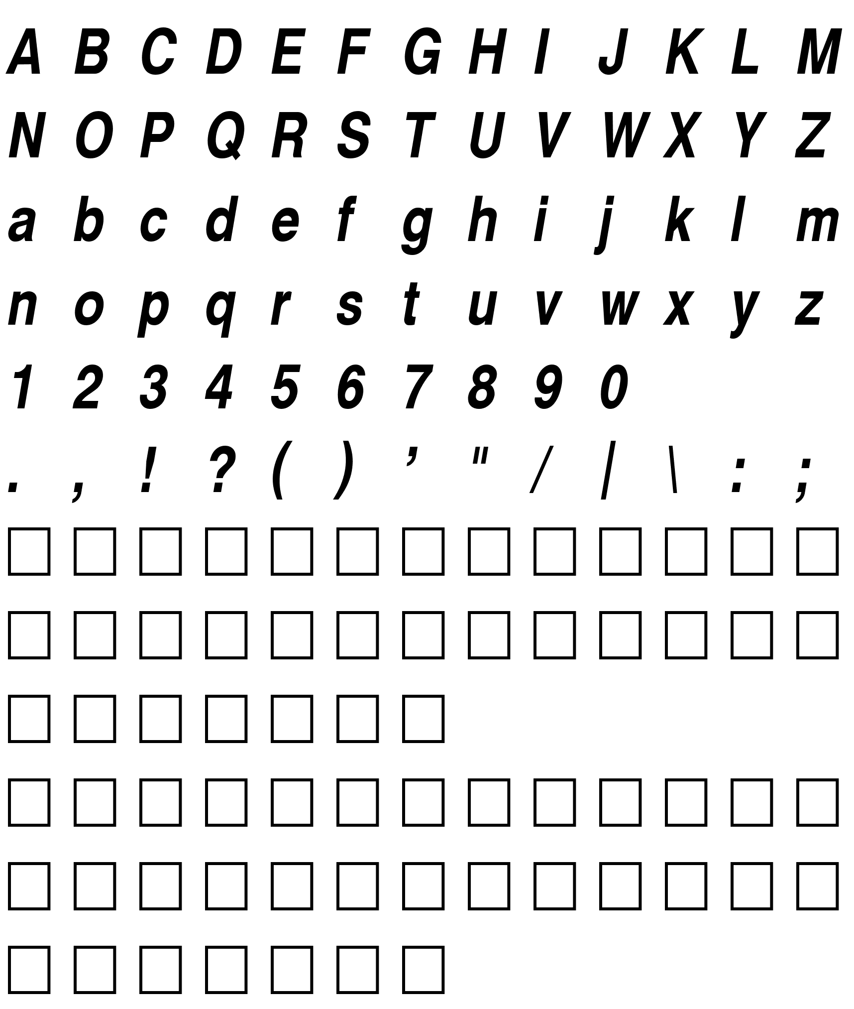 Шрифт Cyrvetica-Narrow Bold Oblique