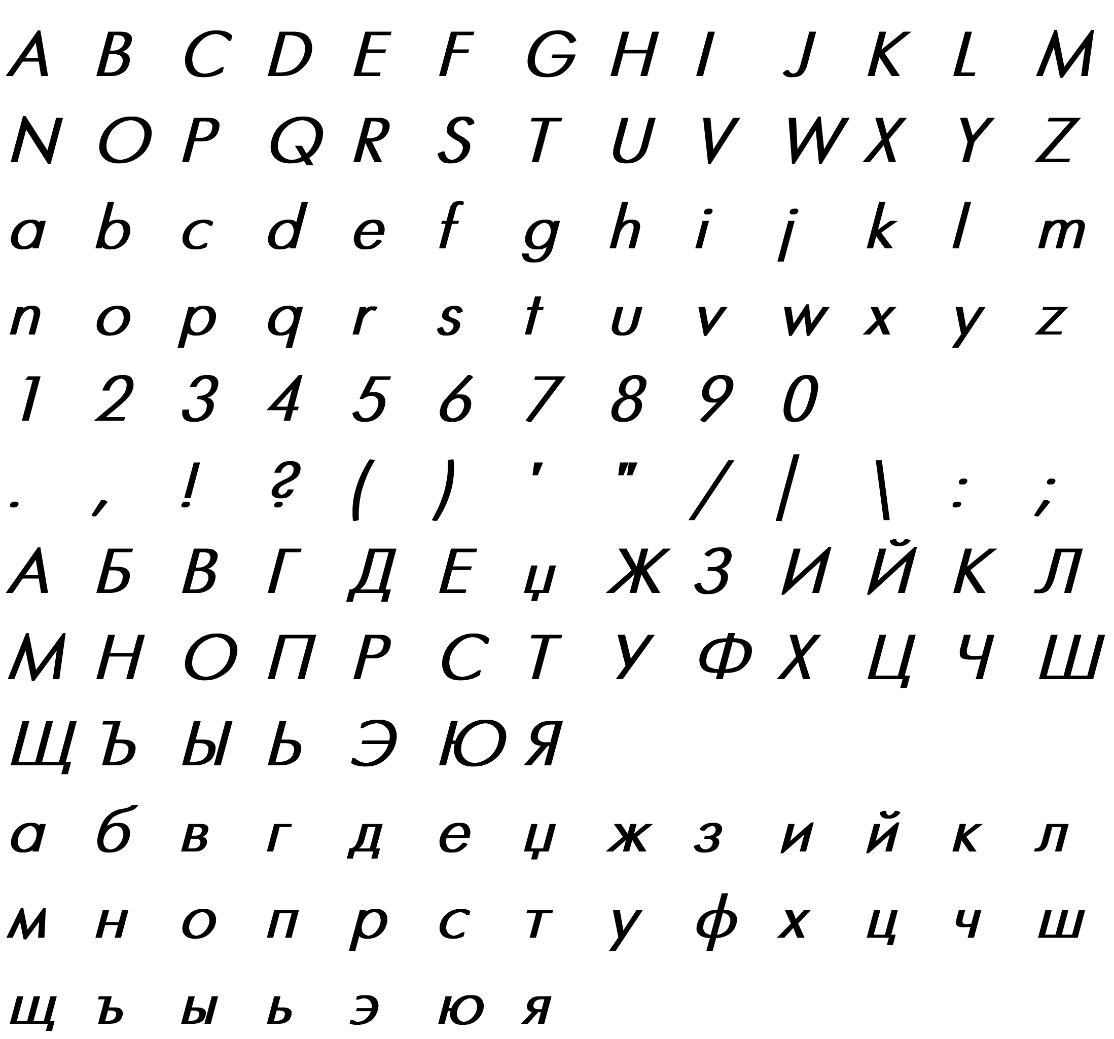 Шрифт Futuris Bold Italic