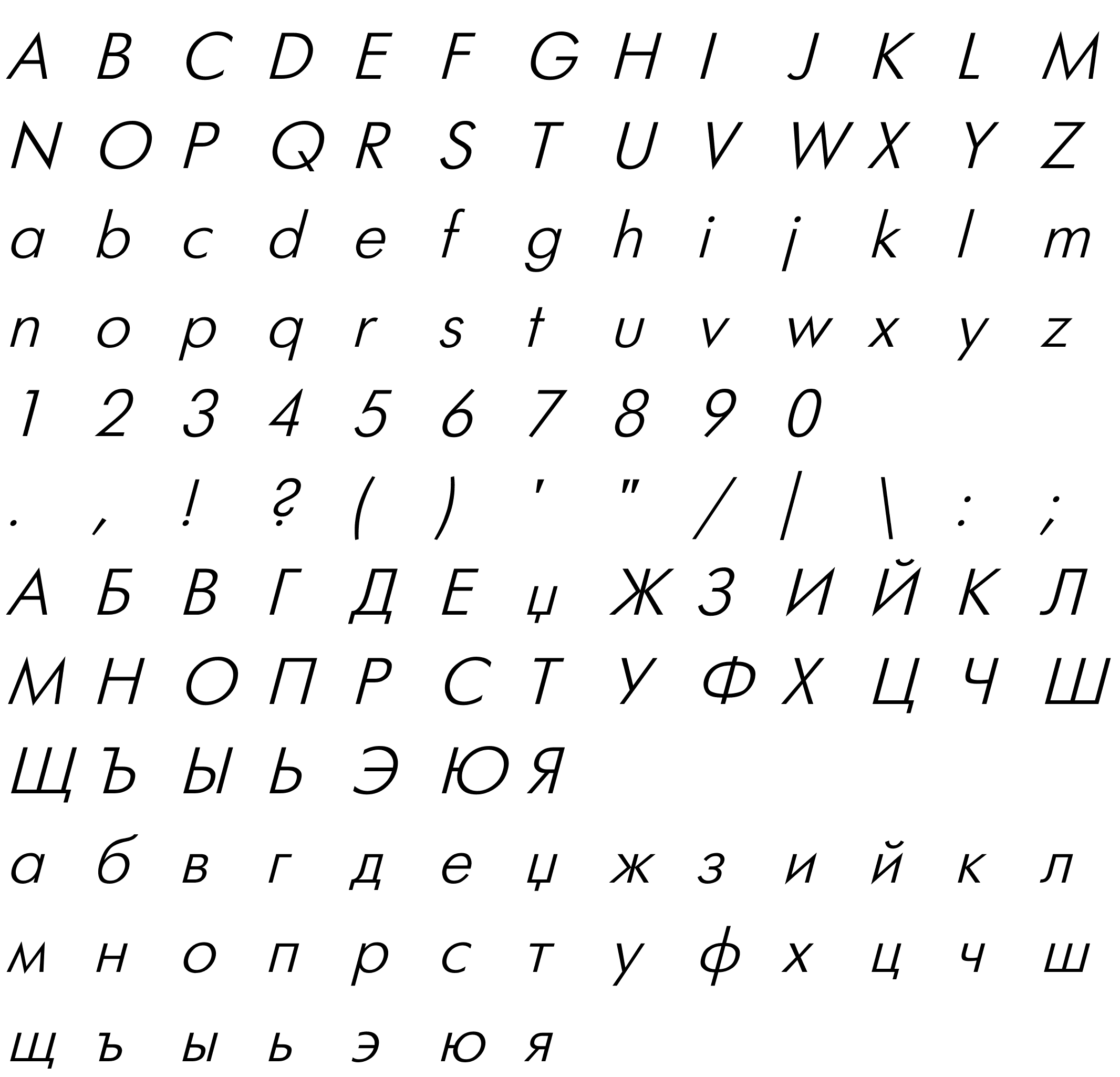 Шрифт Futuris Italic