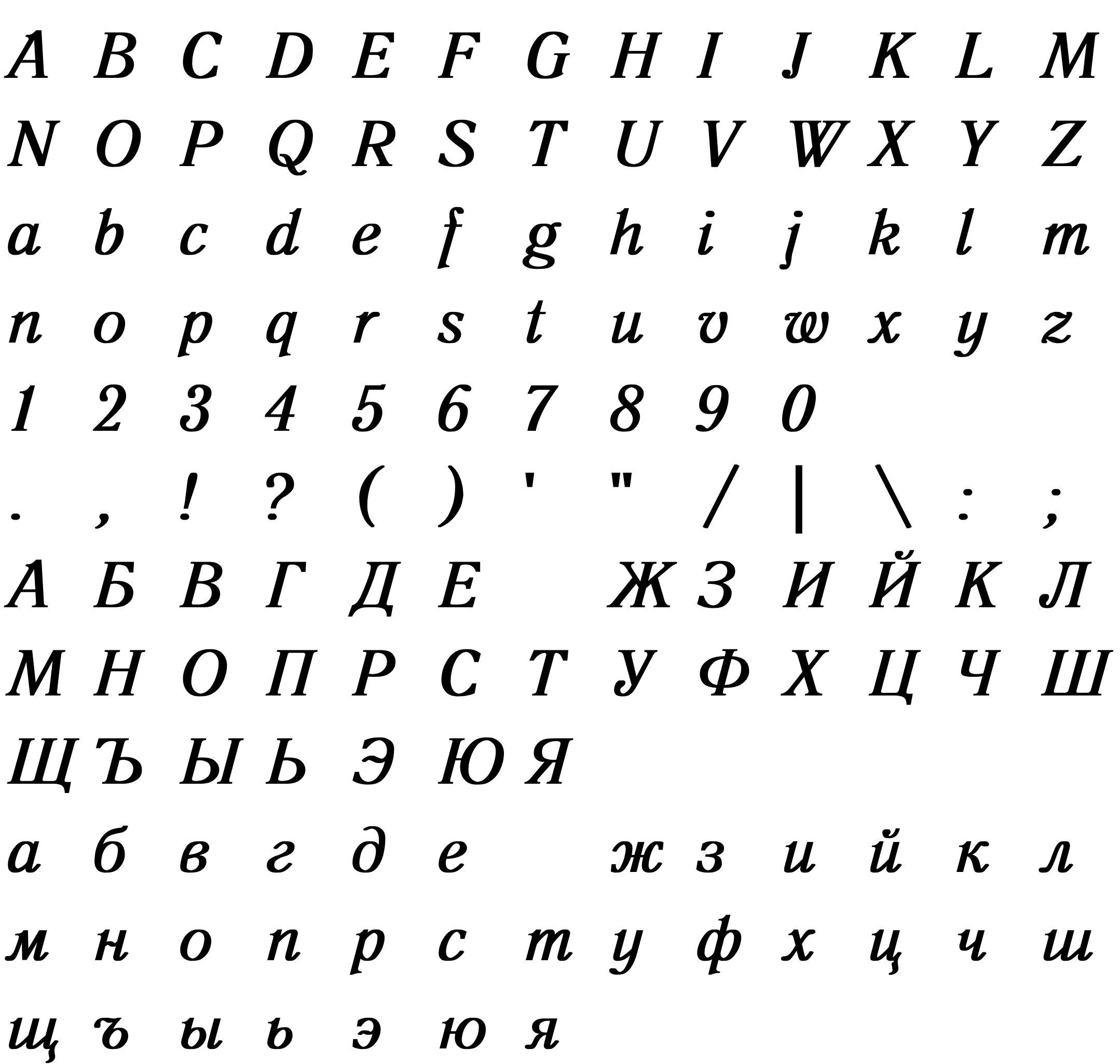 Шрифт Antiqua Bold Italic