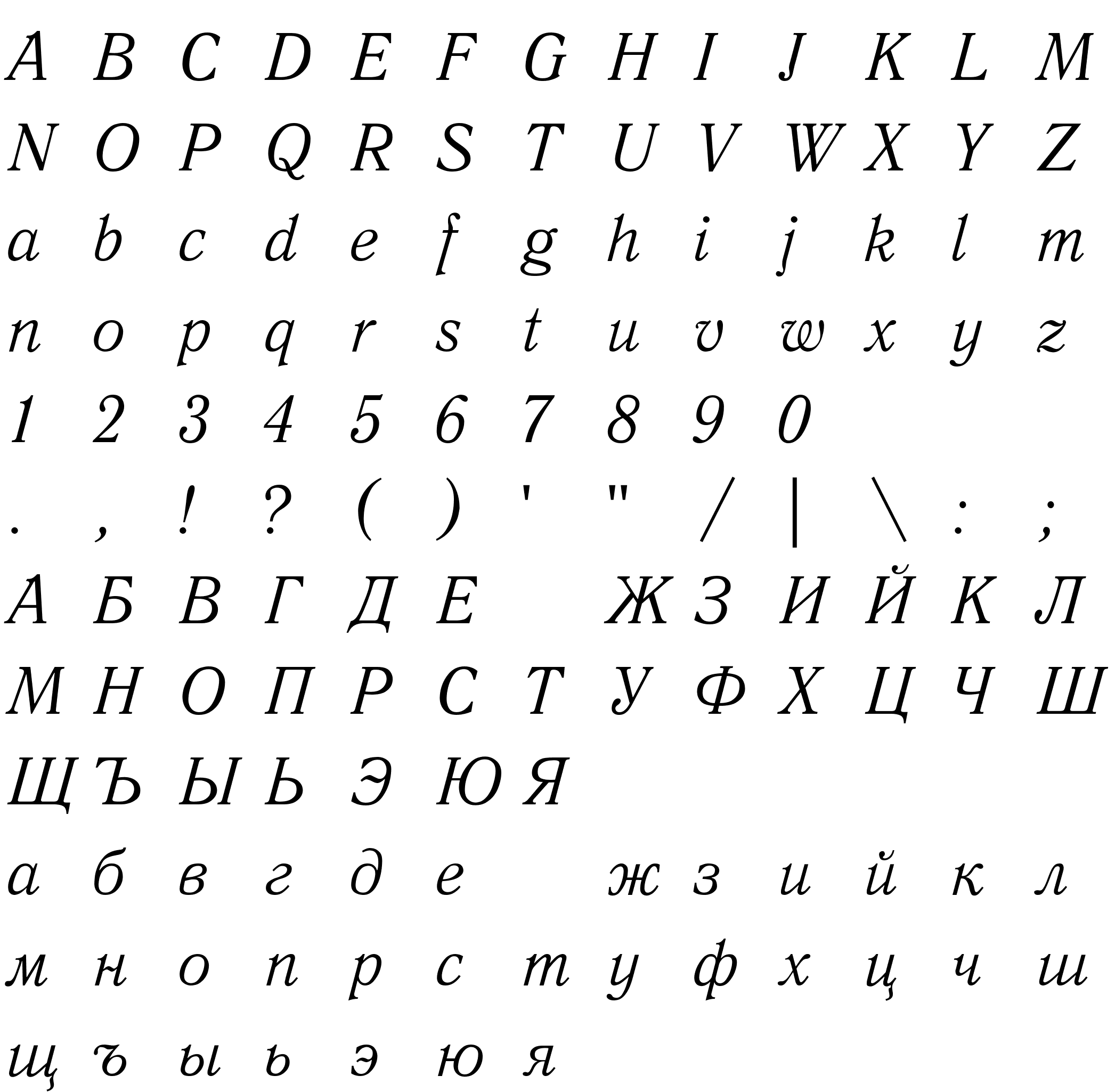 Шрифт Antiqua Italic