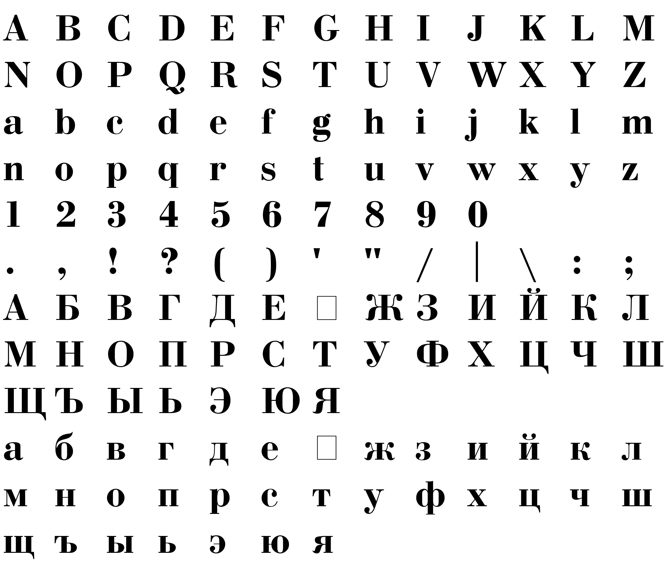 Шрифт Bodoni Bold Cyrillic