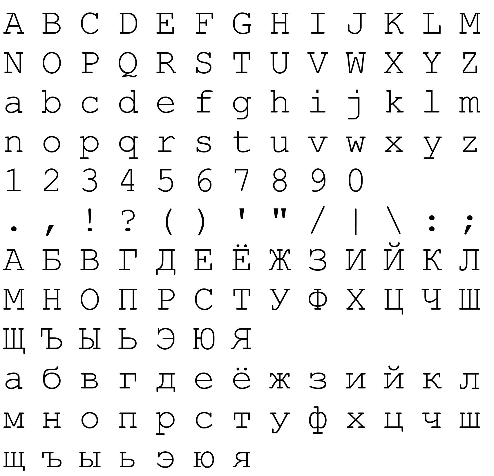 Шрифт Courier New Cyr