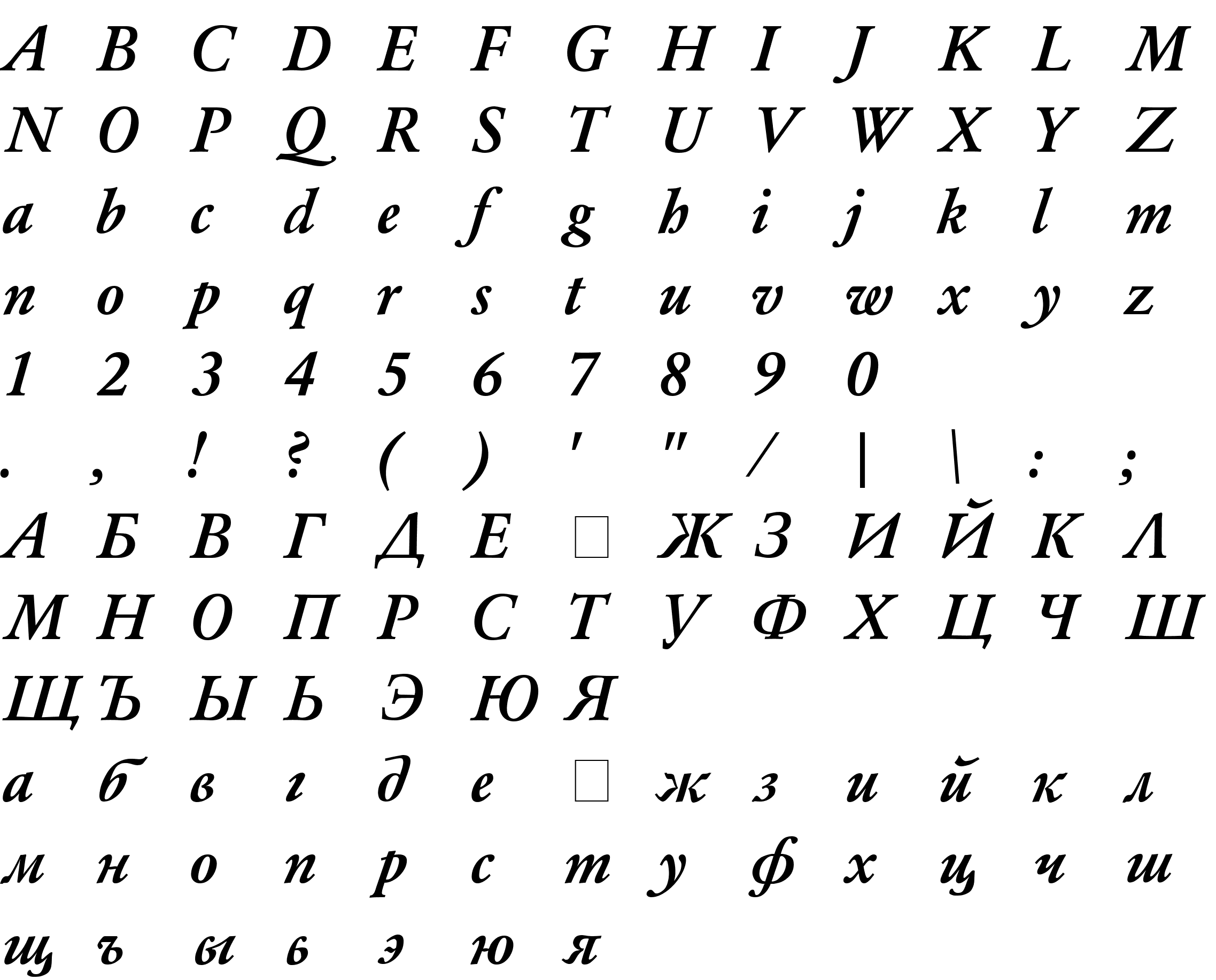 Шрифт Garamond_A.Z_PS Bold-Italic