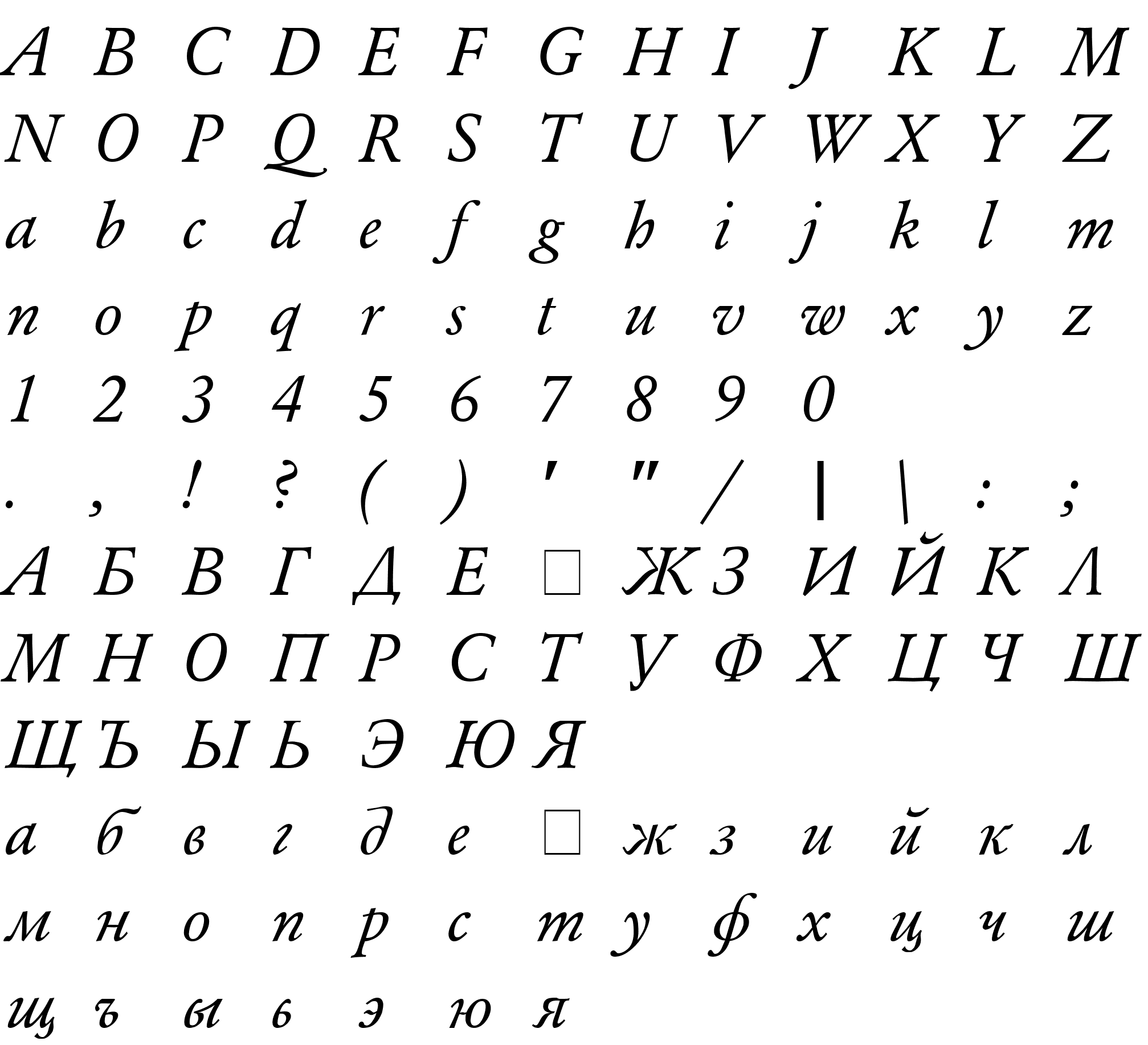 Шрифт Garamond_A.Z_PS Normal-Italic