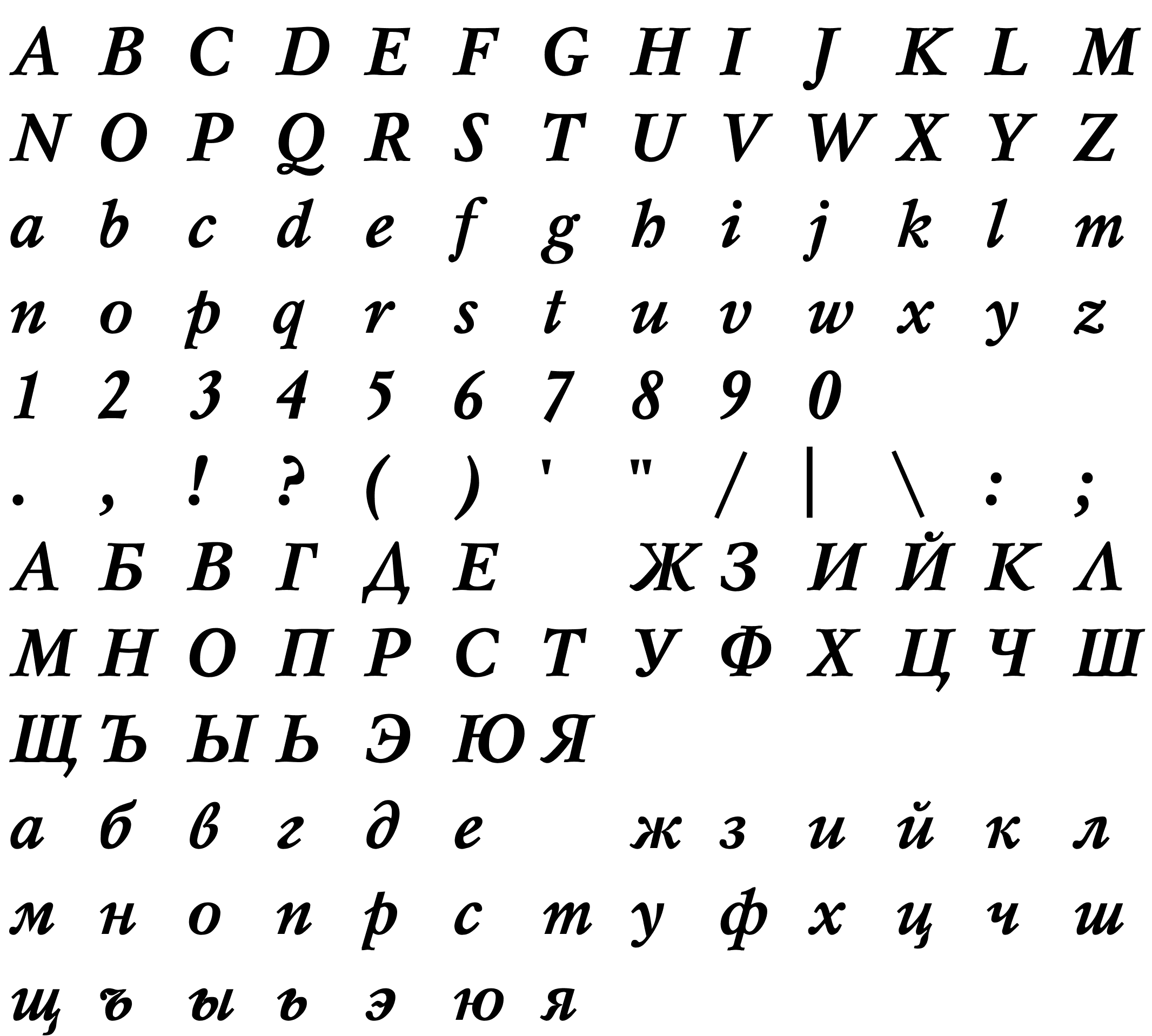 Шрифт Mysl Bold Italic