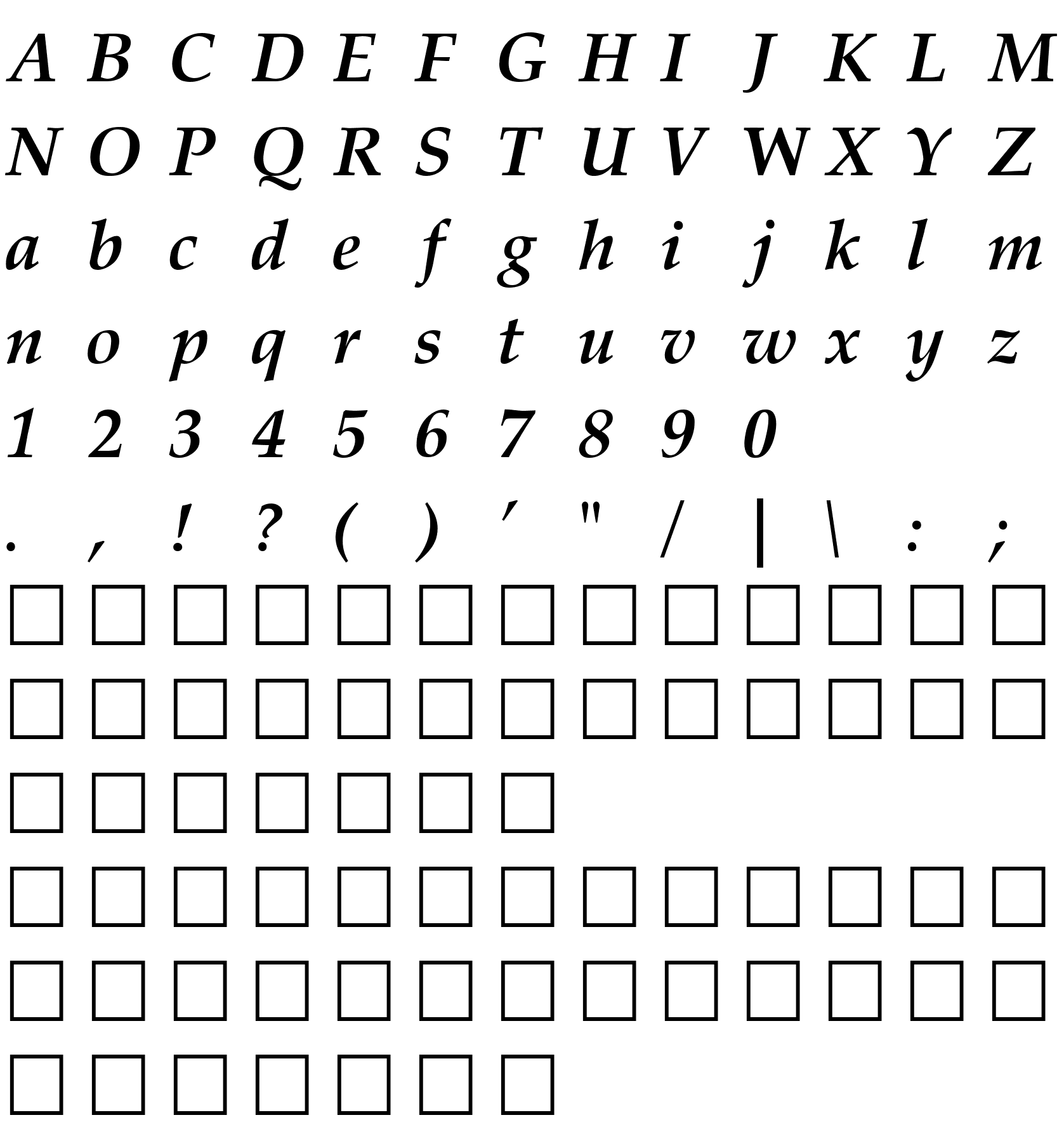 Шрифт Palatino Cyrillic Bold Italic