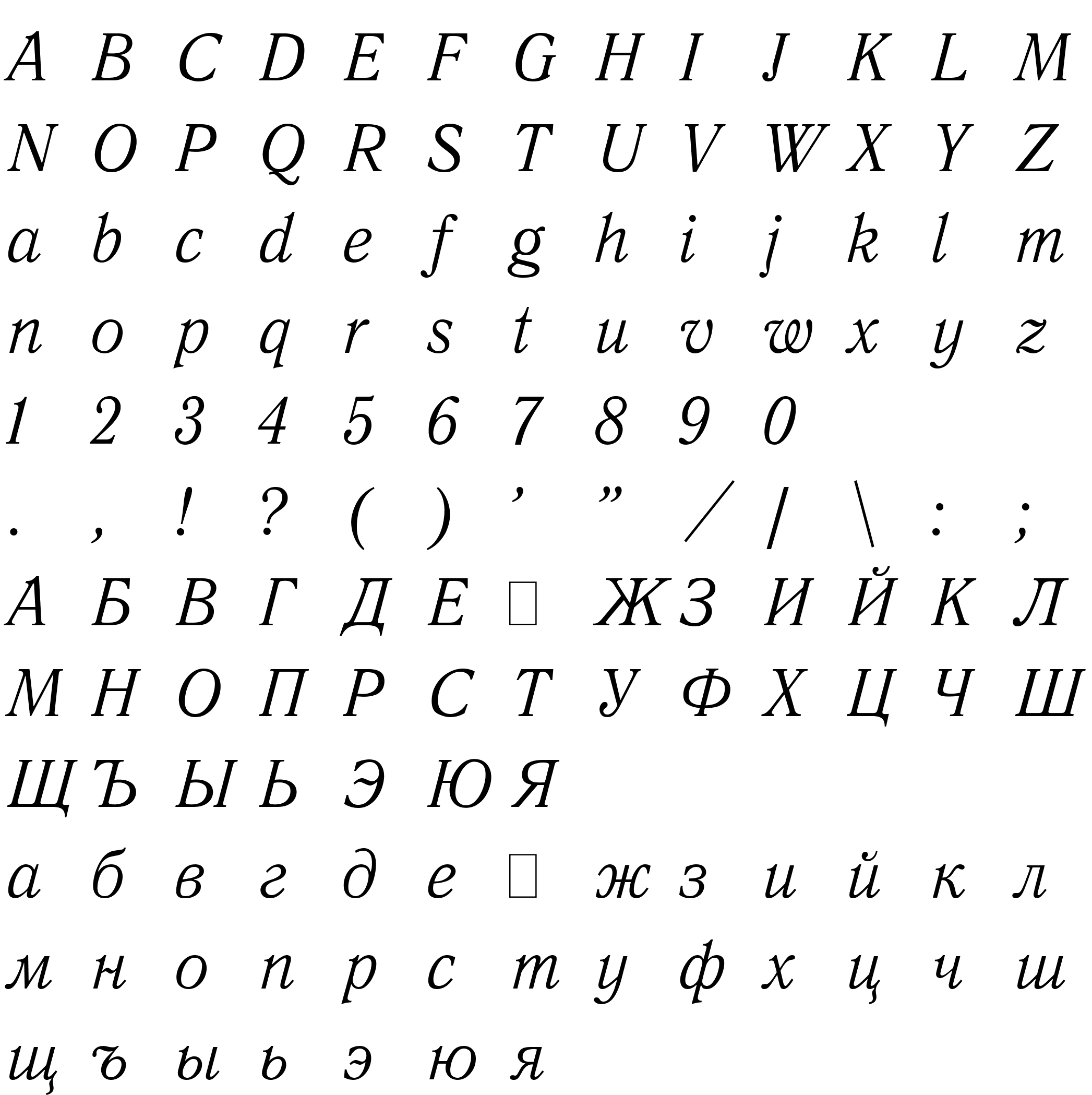 Шрифт Quant Antiqua Italic:001.001