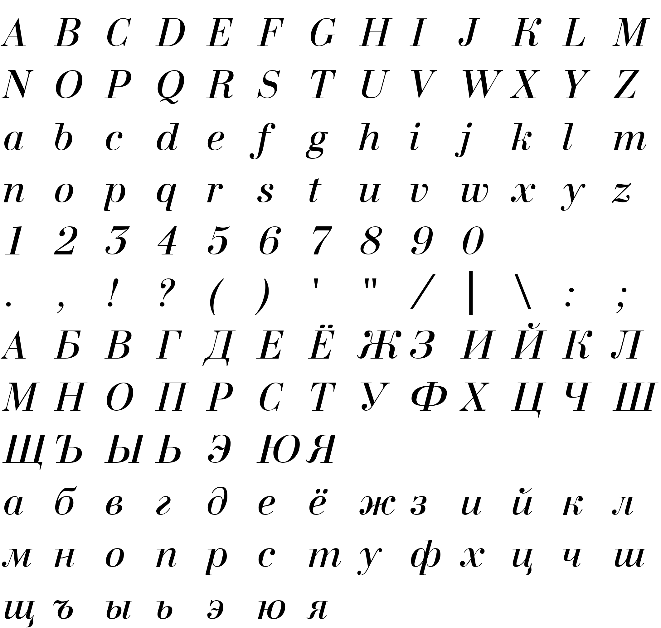 Шрифт a_BodoniNova Italic