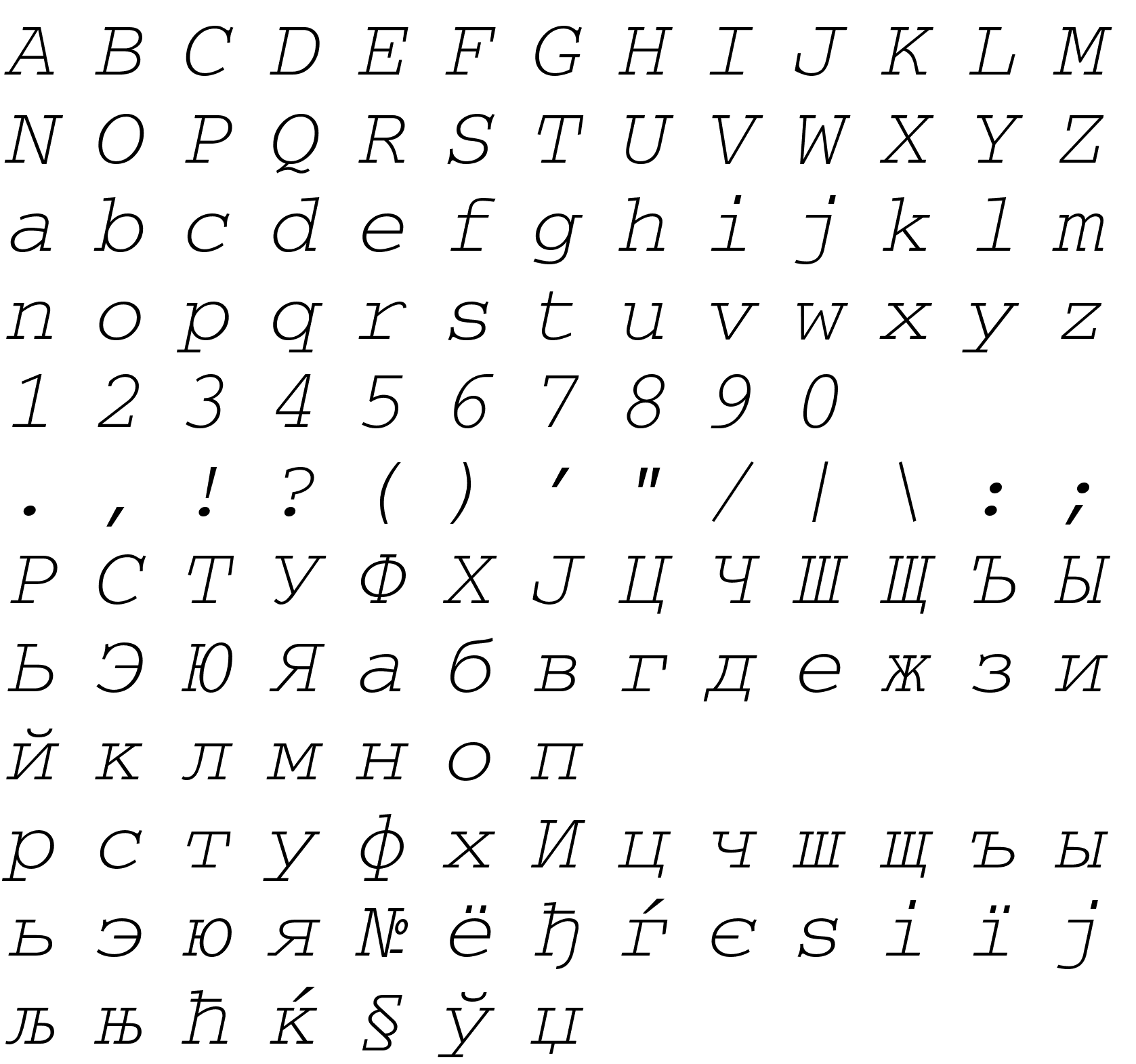 Шрифт CourierISOCTT Italic